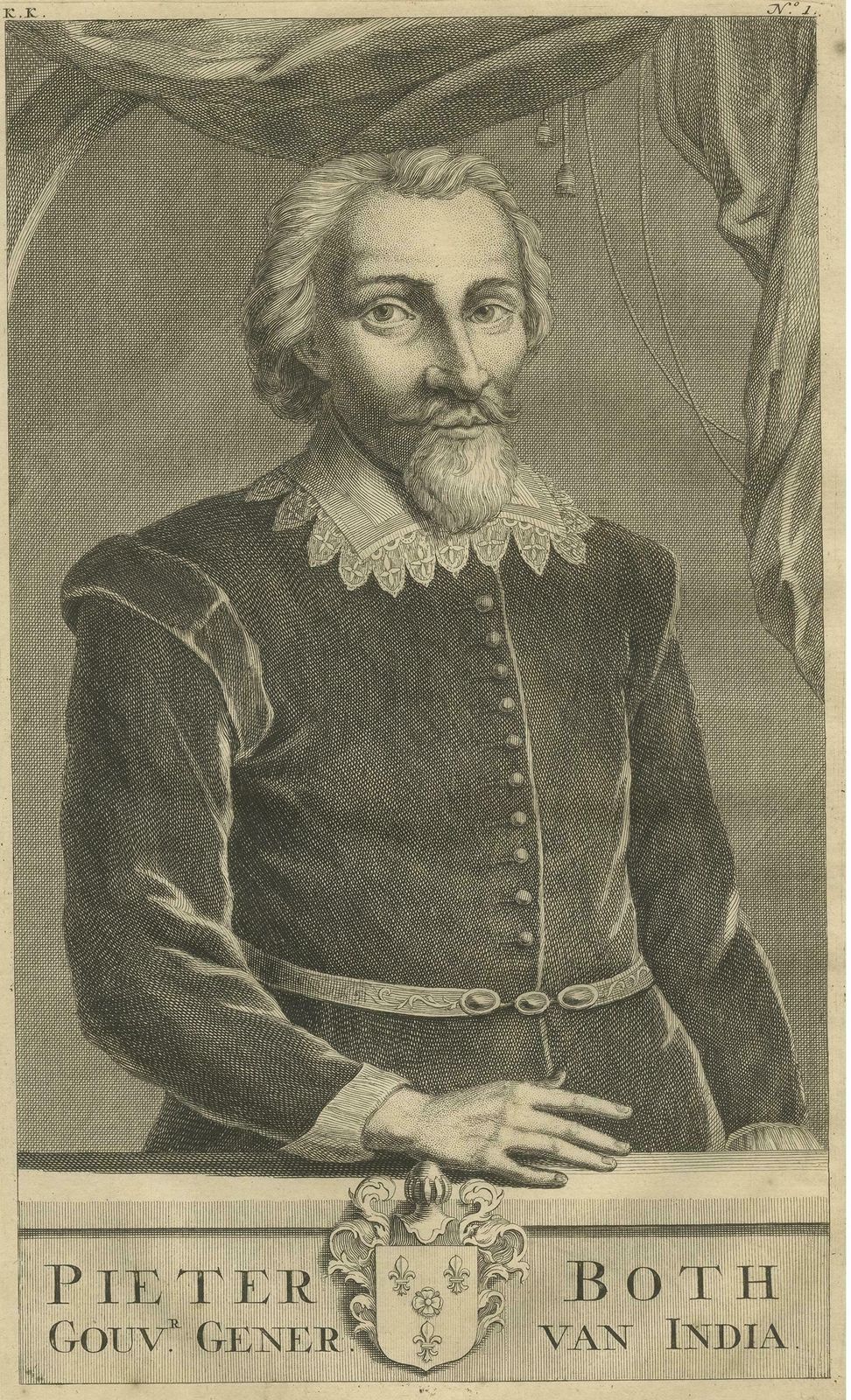 Antique Portrait Of Pieter Both By Valentijn, 1726 photo Art