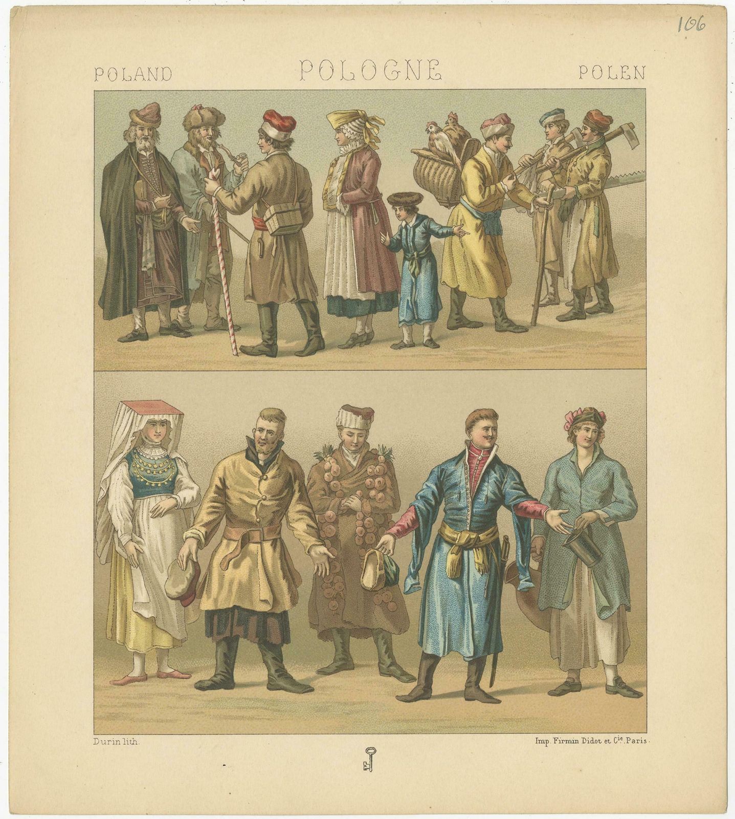 Antique Print Of Polish Costumes Racinet, 'Circa 1880' photo Art