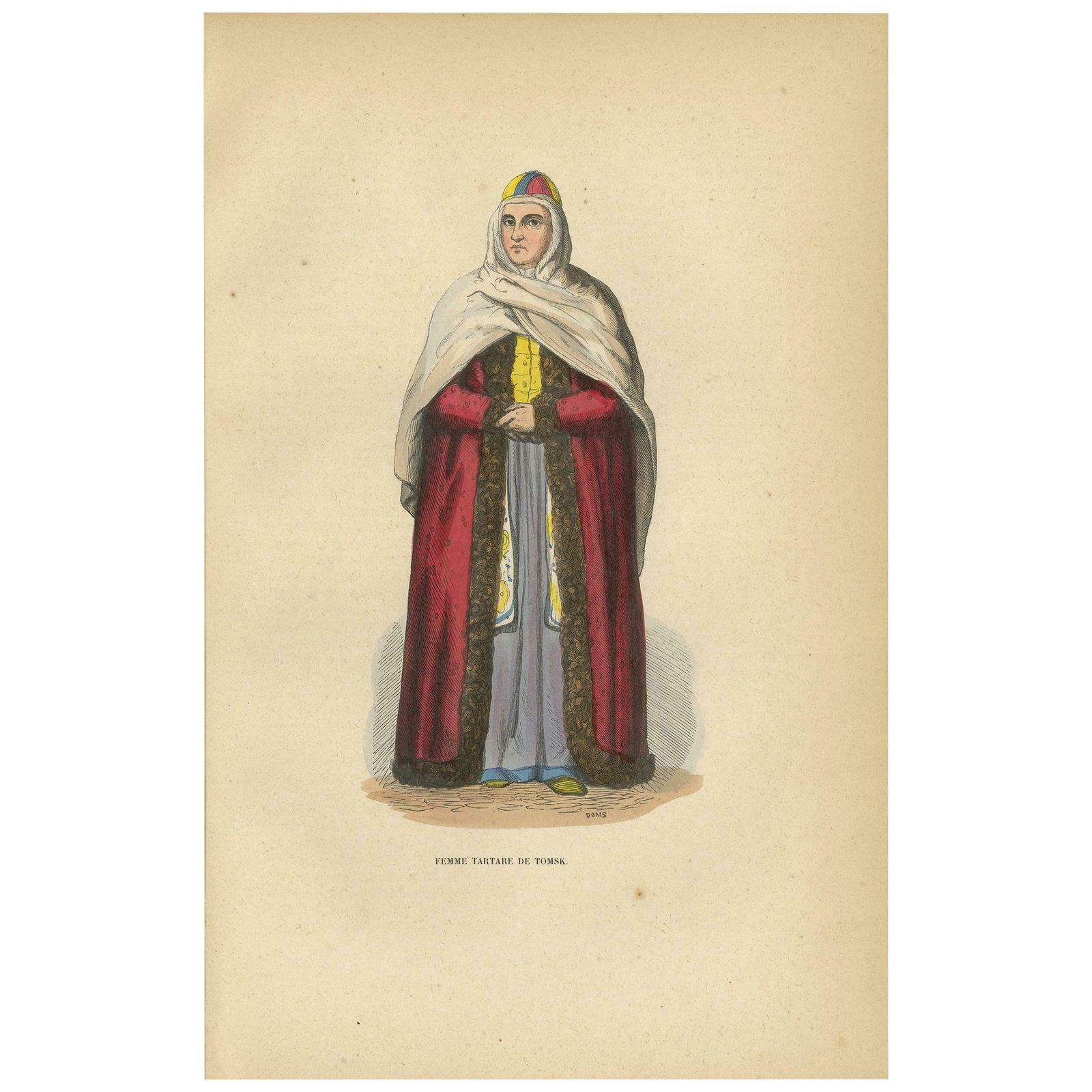 Antique Print Of A Tatar Woman From Tomsk By Wahlen, '1843'