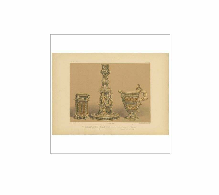 Pl. 9 Antique Print Of Henri Deux Ware By Bedford, Circa 1857 photo for sale
