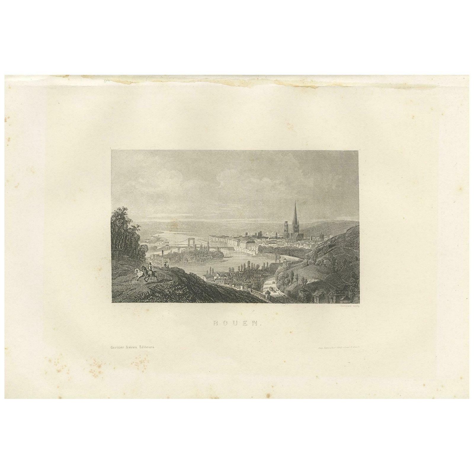 Antique Print Of The City Of Rouen By Grégoire '1883'