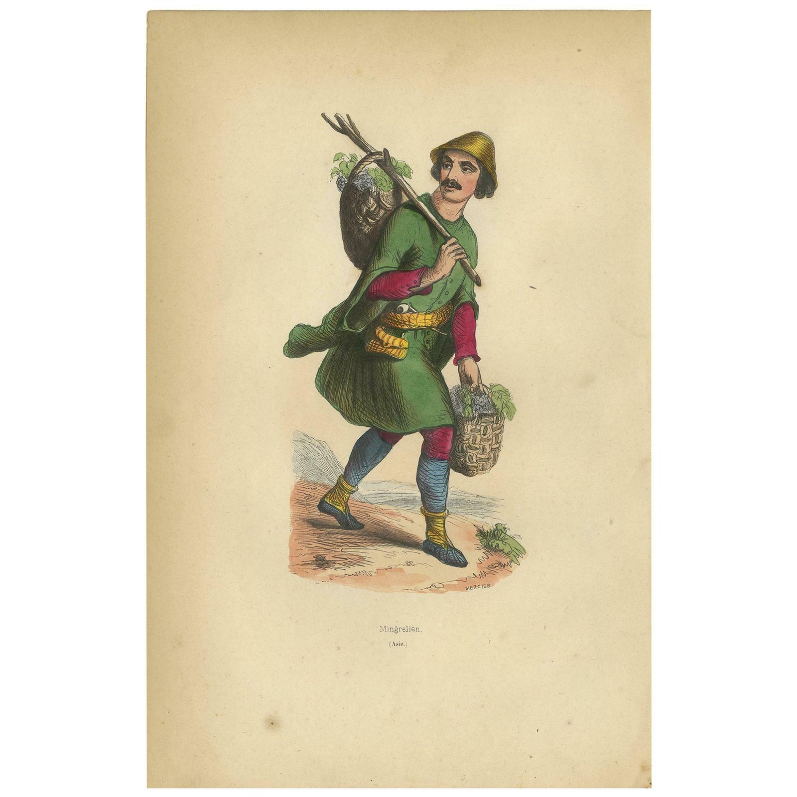 Antique Print Of A Mingrelian Man By Wahlen, 1843