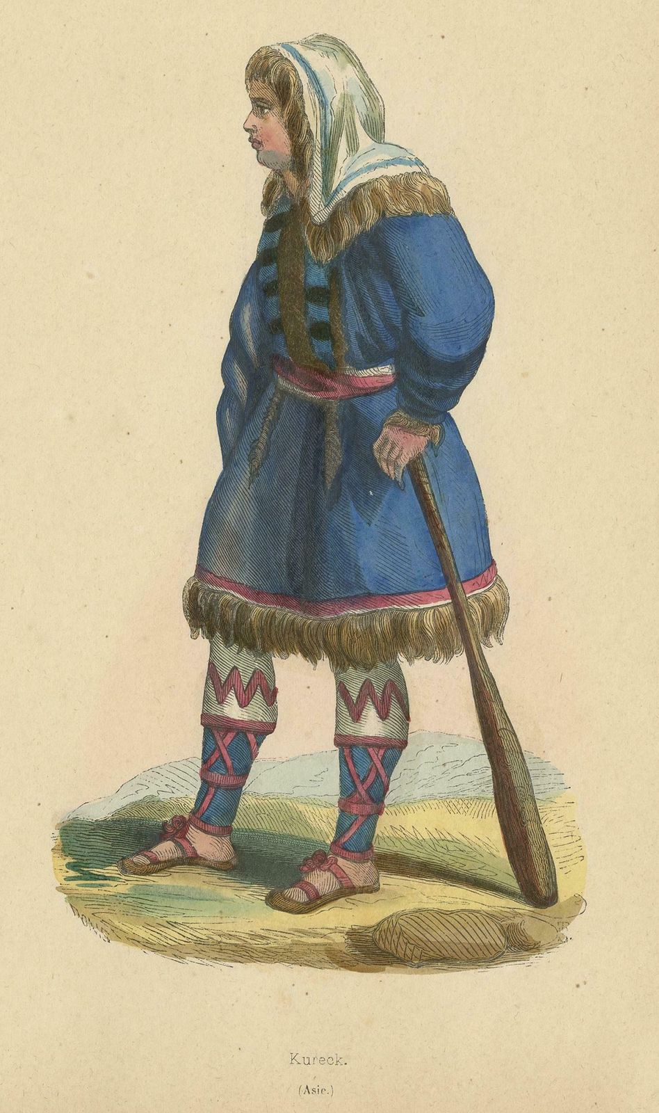 Antique Costume Print Of A Kureck Woman By Wahlen, 1843 photo furniture