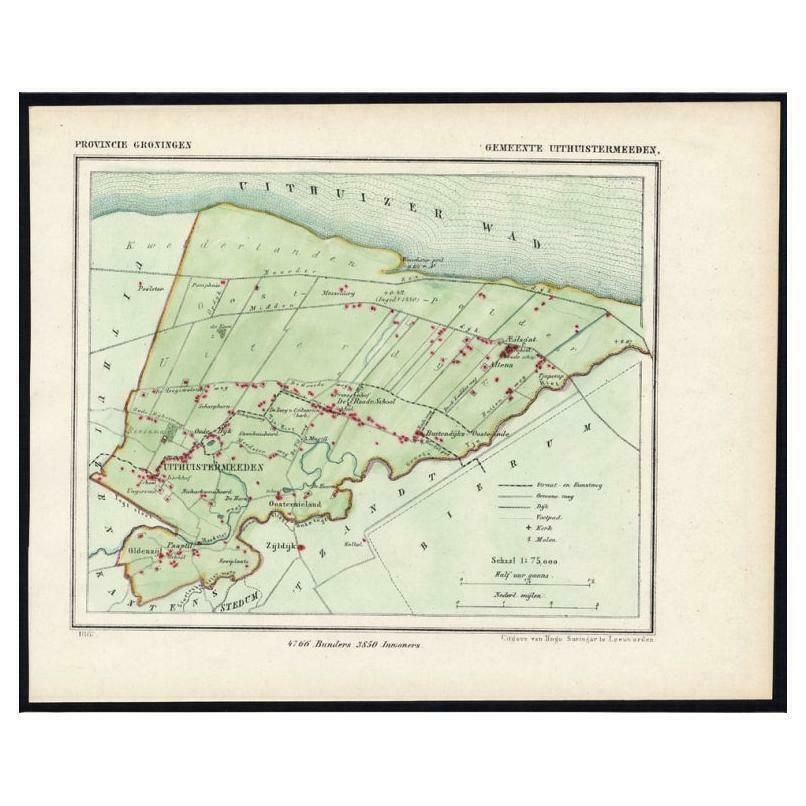 Dutch Municipality Of Uithuizermeeden In Groningen, Kuyper, 1865