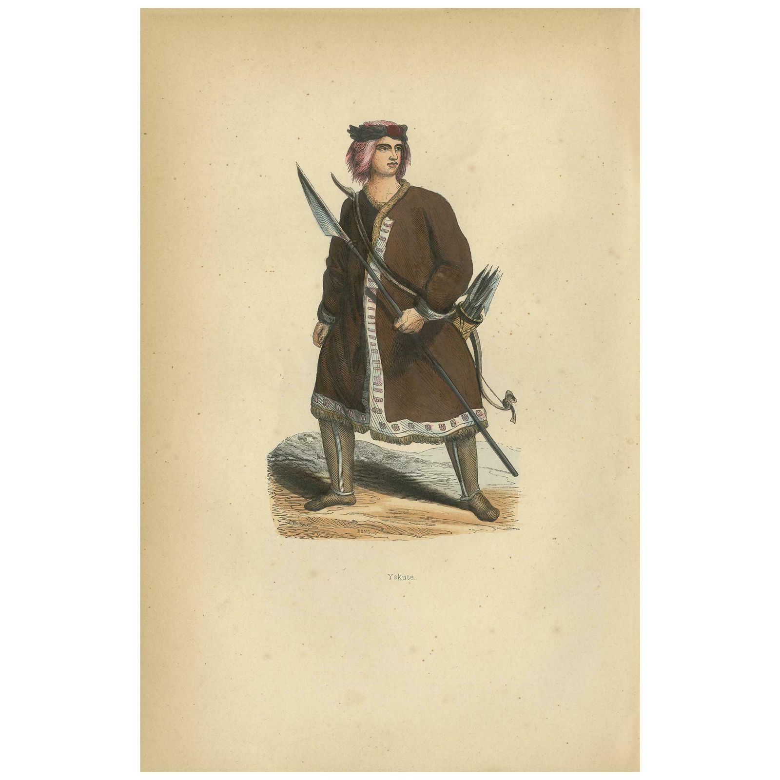 Antique Print Of A Yakut By Wahlen, '1843'