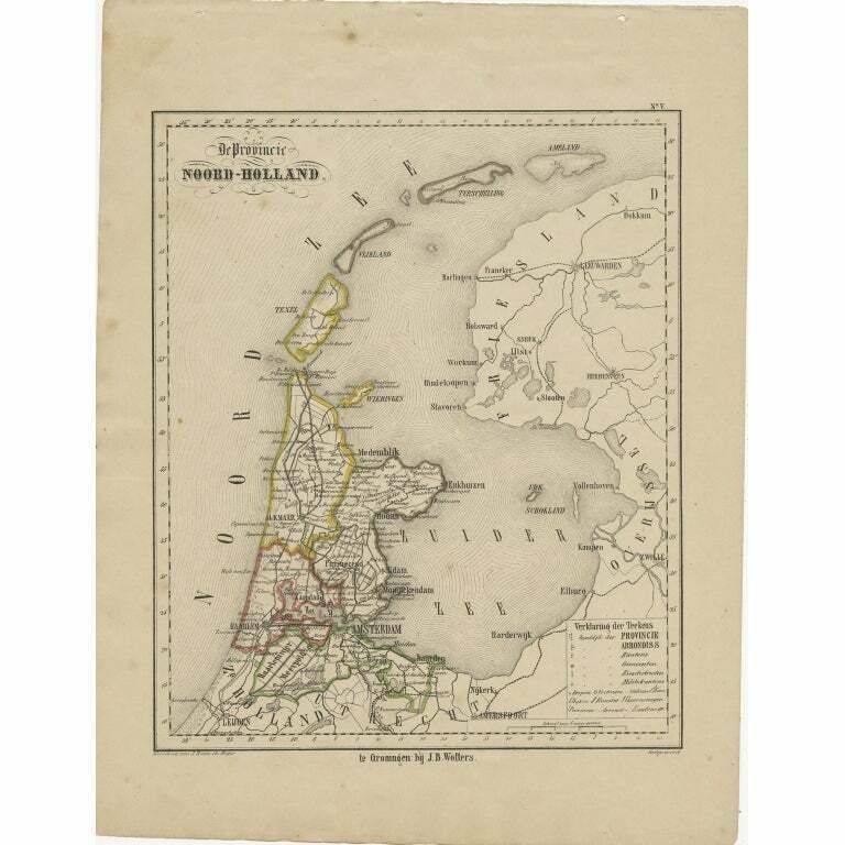 Antique Map Of Noord Holland And The Island Texel In The Netherlands, C.1870 photo furniture