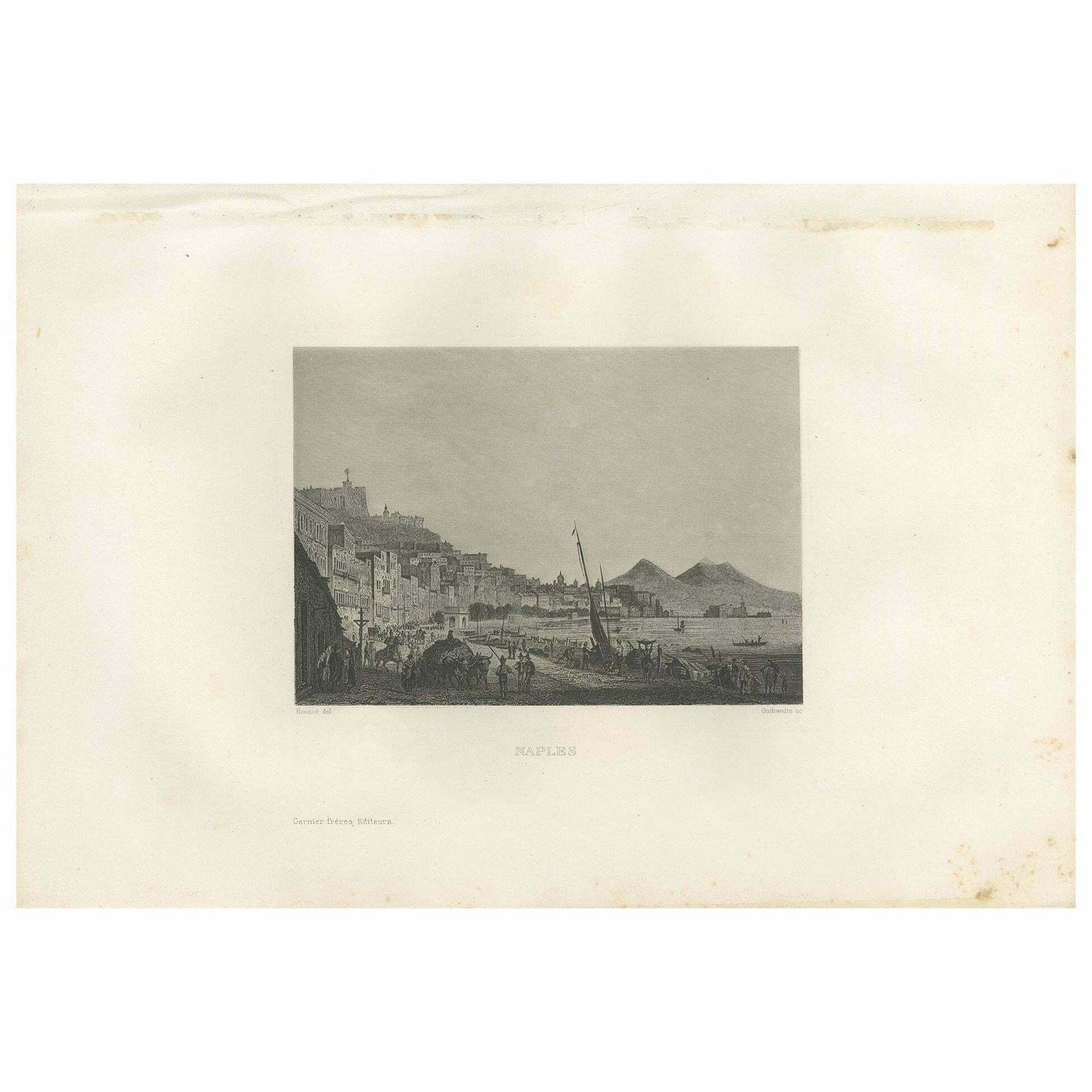 Antique Print Of The City Of Naples By Grégoire, 1883