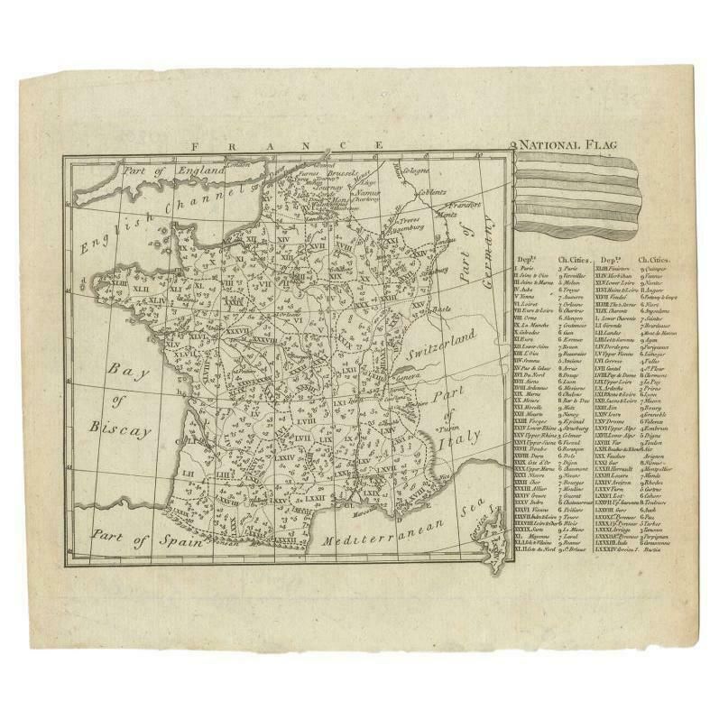 Small Detailed Antique Map Of France, C.1780 photo furniture