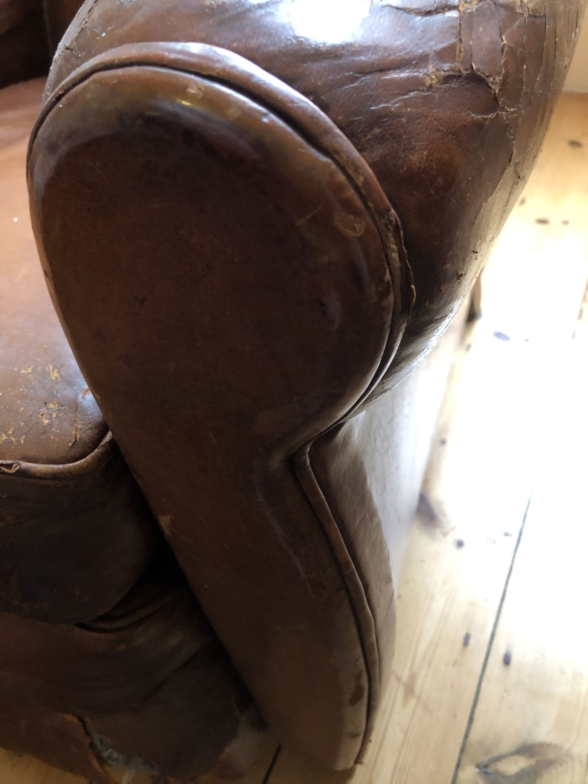 photo for sale Pair French Leather Club Armchairs