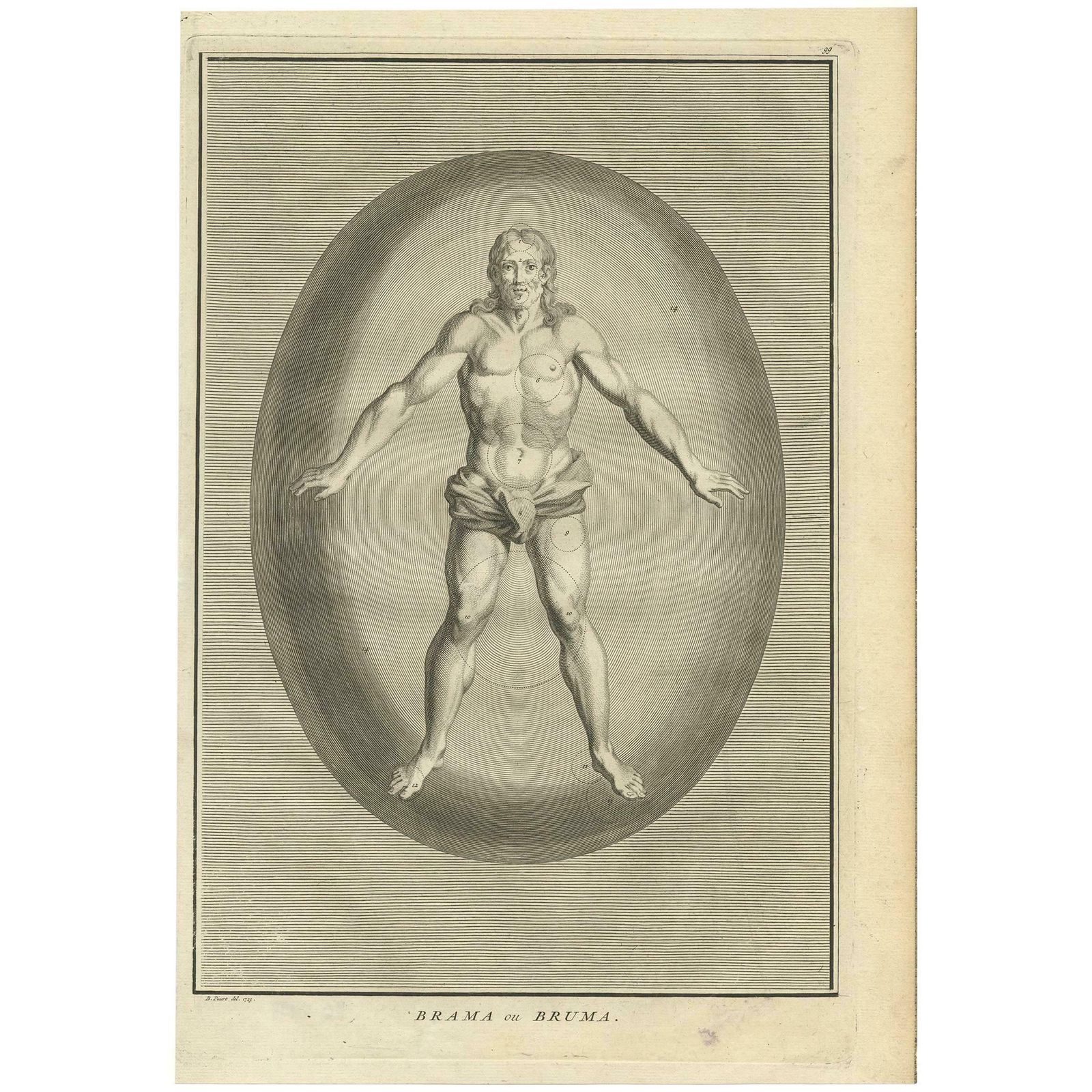 Antique Print Of Brahma 'Bruma, Brama' By B. Picart, 1723