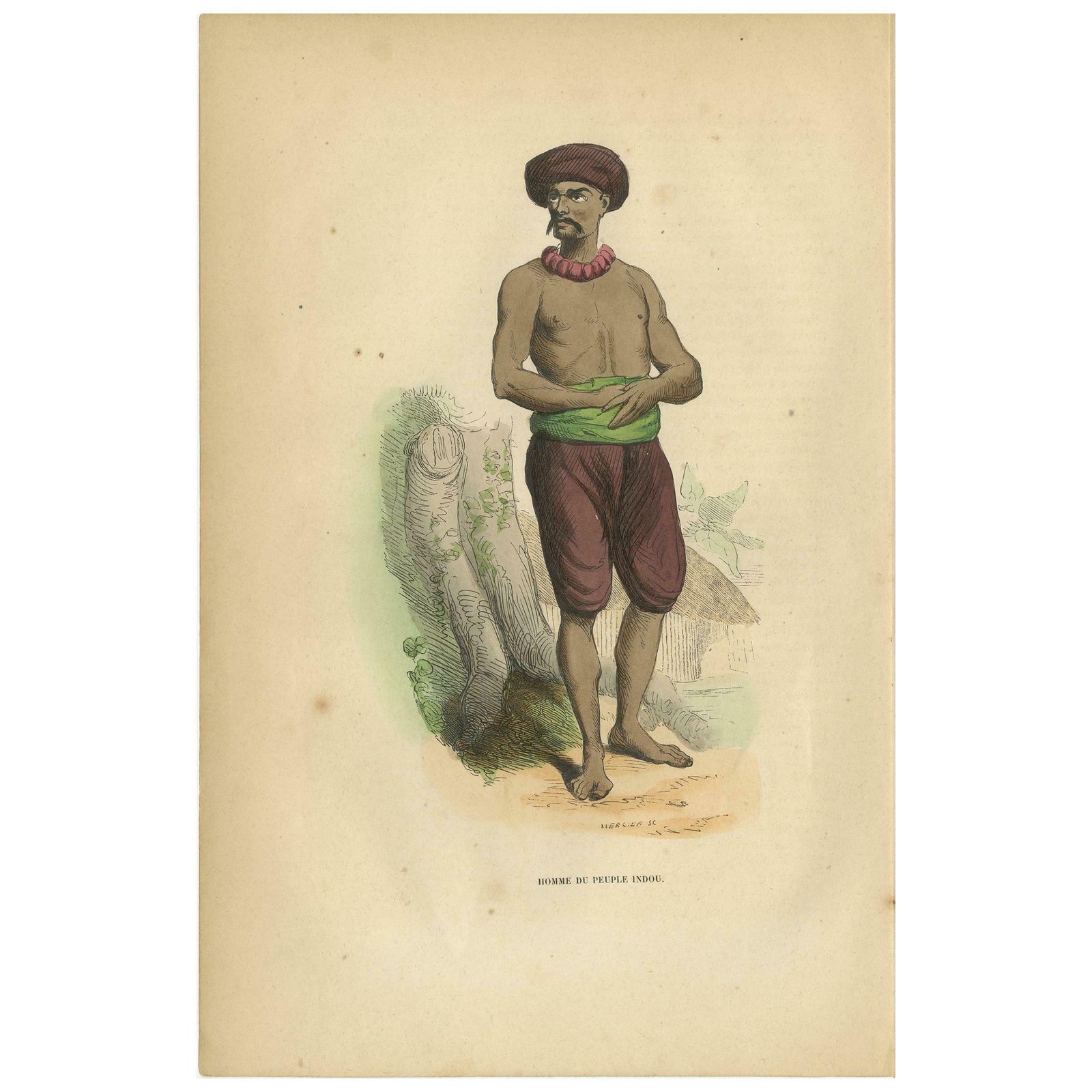 Antique Print Of A Man Of The Hindu People By Wahlen '1843'