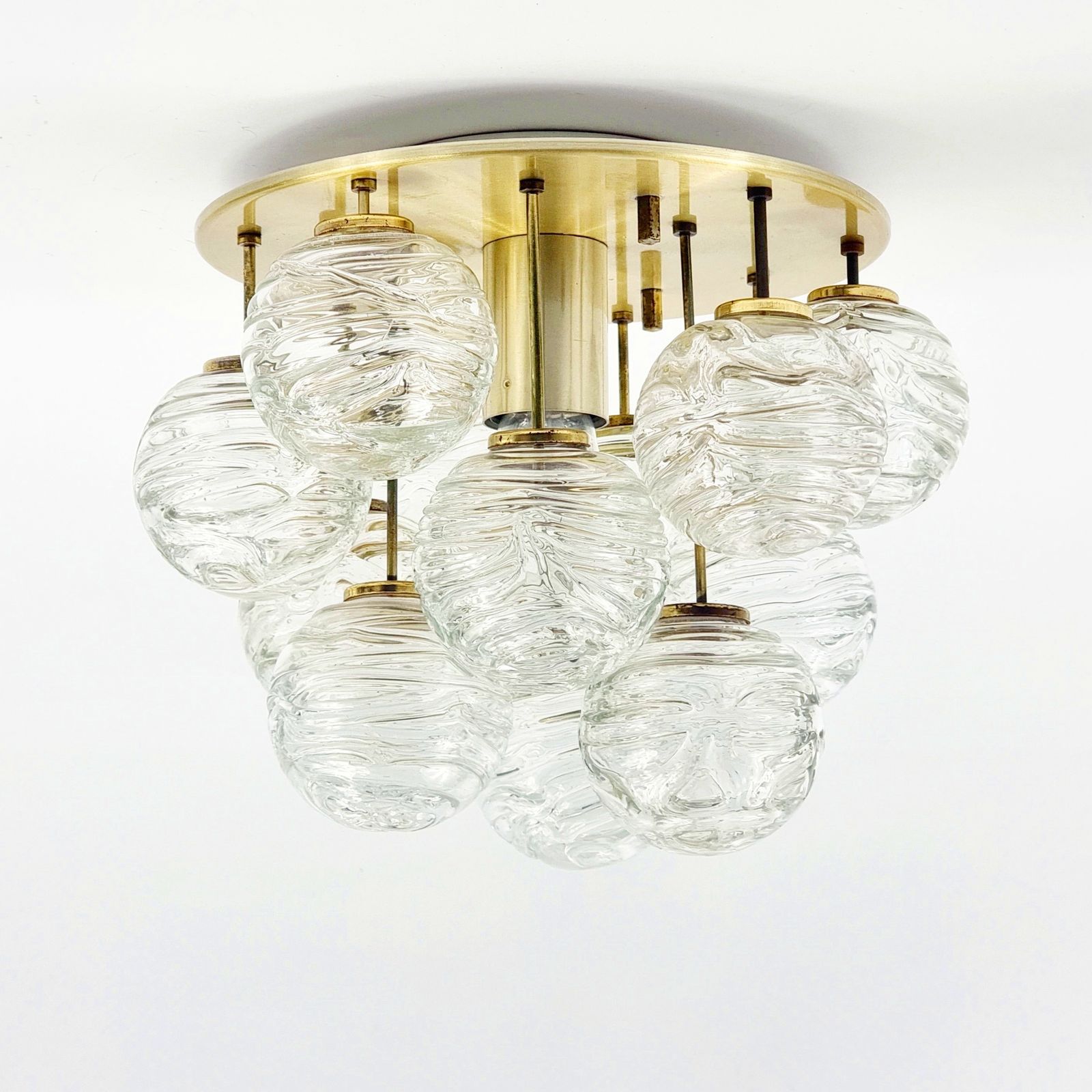 Mid Century Murano Glas & Messing Plafondlamp Van Doria Leuchten, Duitsland, Jaren 1960 photo furniture