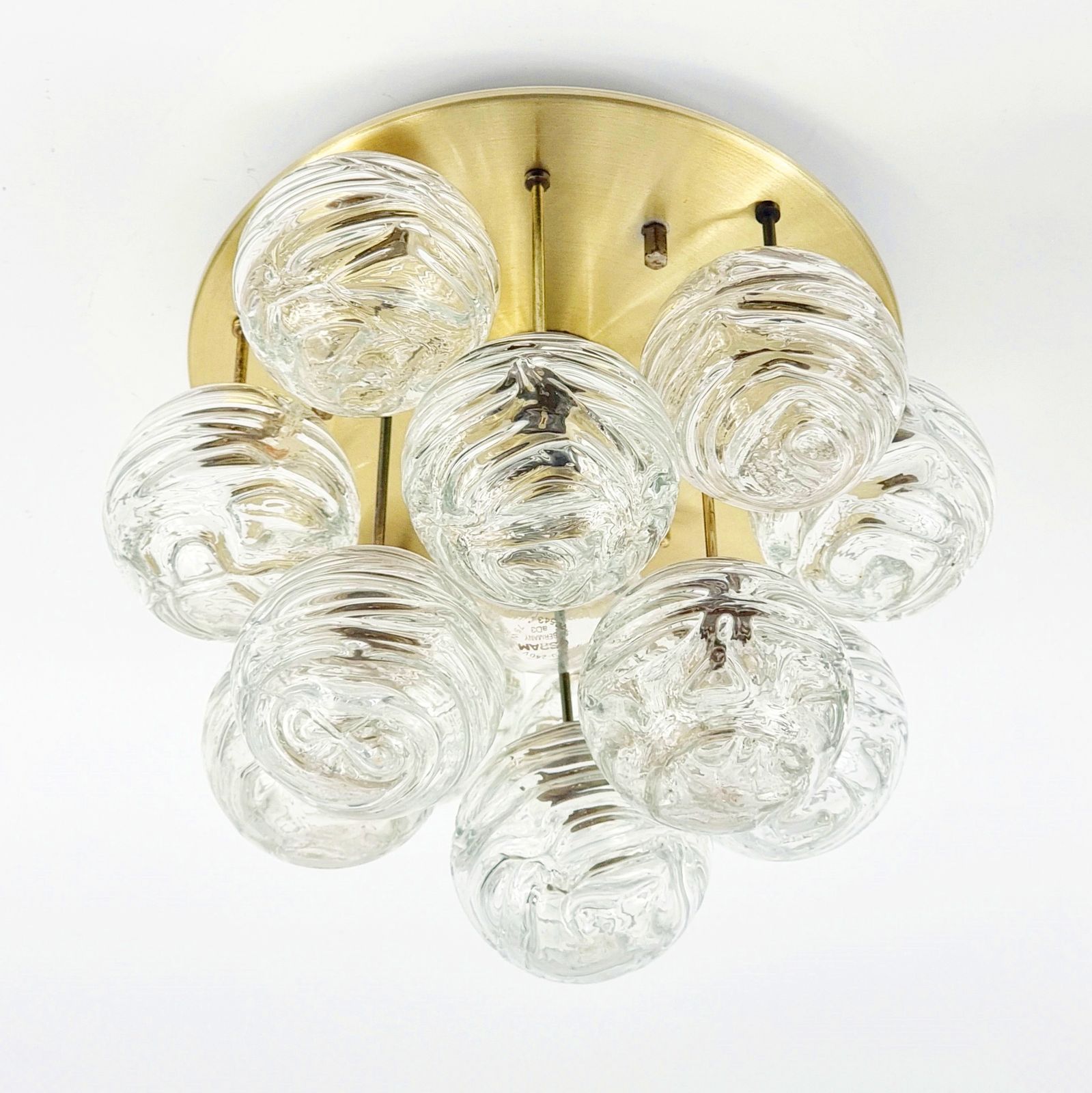 Mid Century Murano Glas & Messing Plafondlamp Van Doria Leuchten, Duitsland, Jaren 1960 photo Verlichting