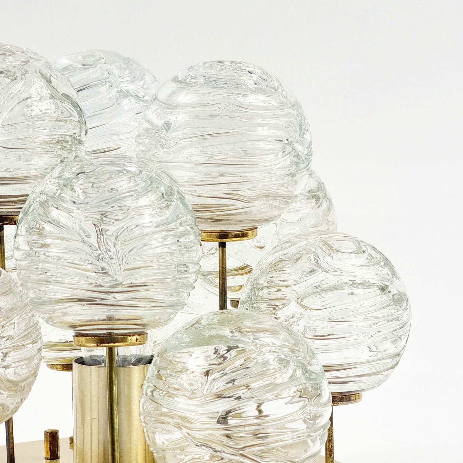 Mid Century Murano Glas & Messing Plafondlamp Van Doria Leuchten, Duitsland, Jaren 1960 photo 850.0