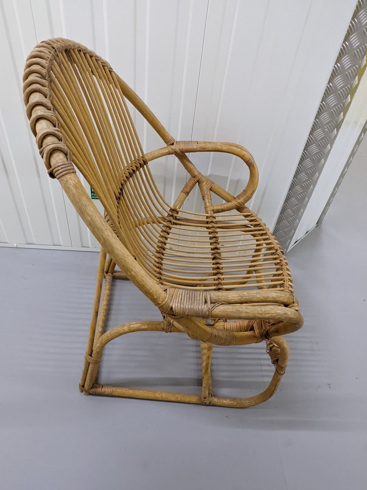 Chair   Vintage Bamboo Egg Chair On Unusual Frame Base