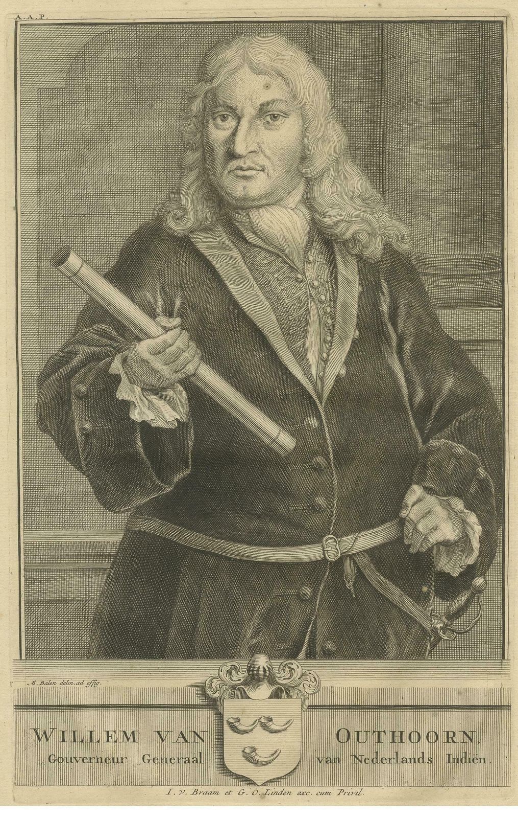 Antique Portrait Of Willem Van Outhoorn By Valentijn, 1726 photo furniture