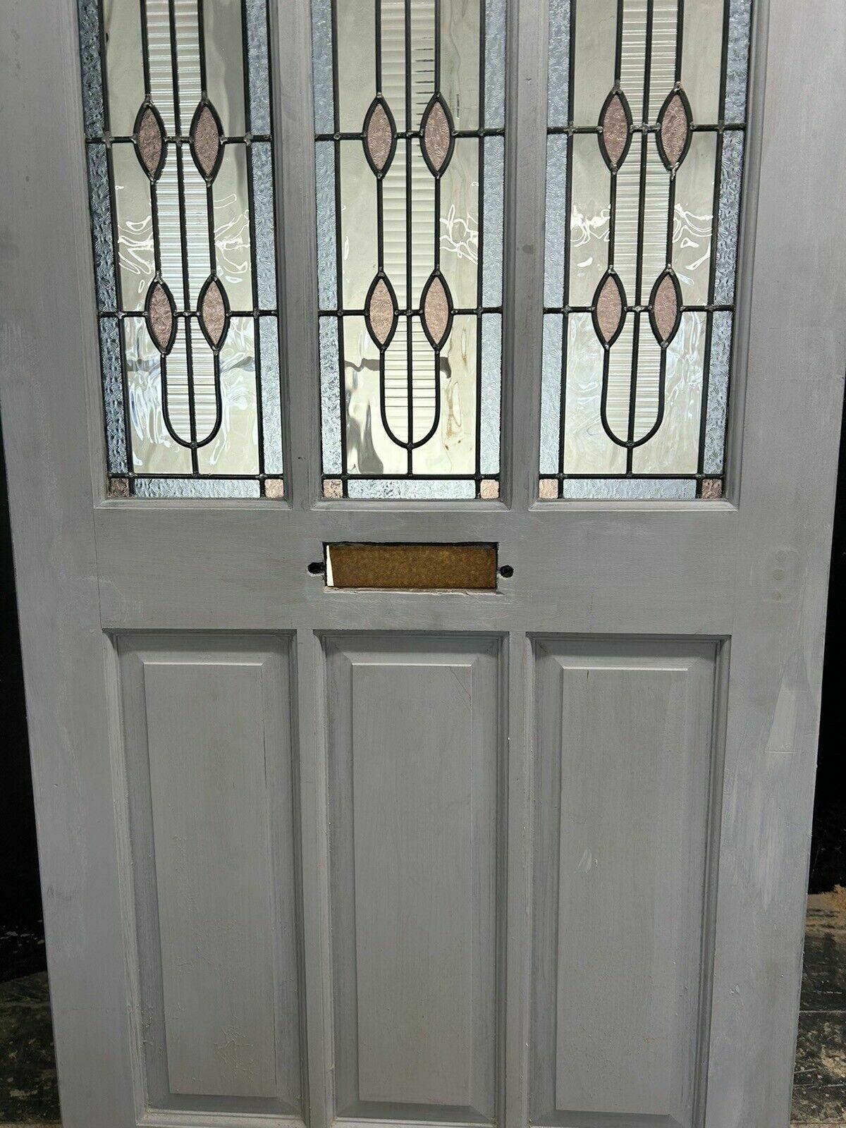 Large Edwardian Stained Glass Front Door Antique Period Reclaimed Old Leaded photo Home Fixtures