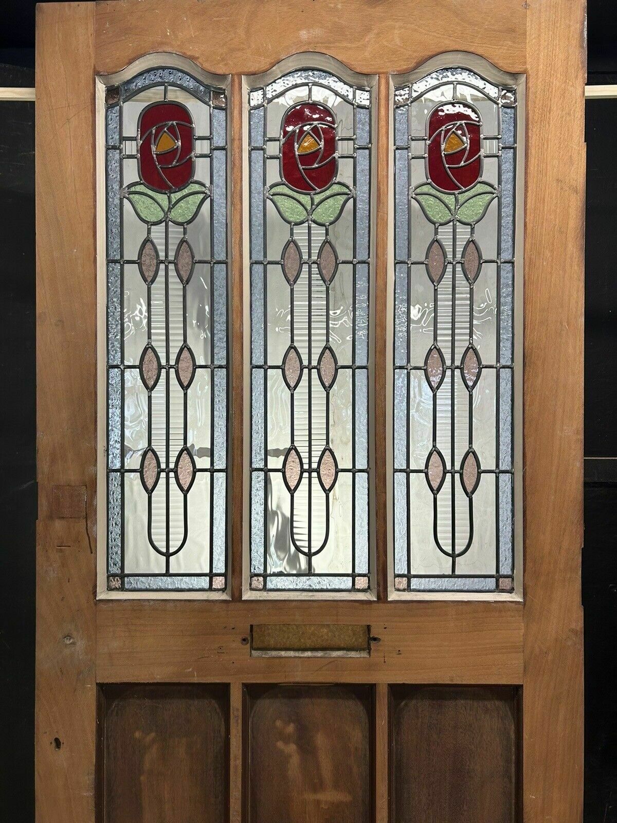 3481.0 Large Edwardian Stained Glass Front Door Antique Period Reclaimed Old Leaded photo