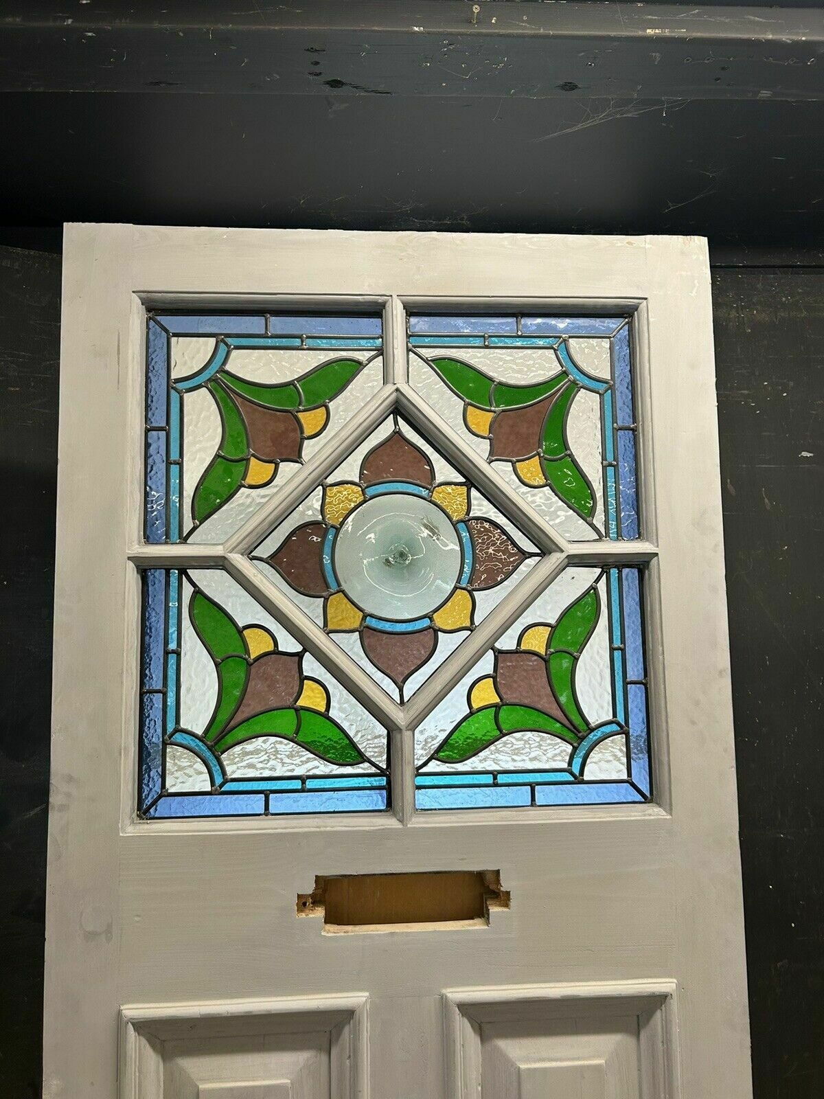 Art Deco Stained Glass Front Door Period Old Reclaimed Antique 20 30 Wood Leaded photo furniture