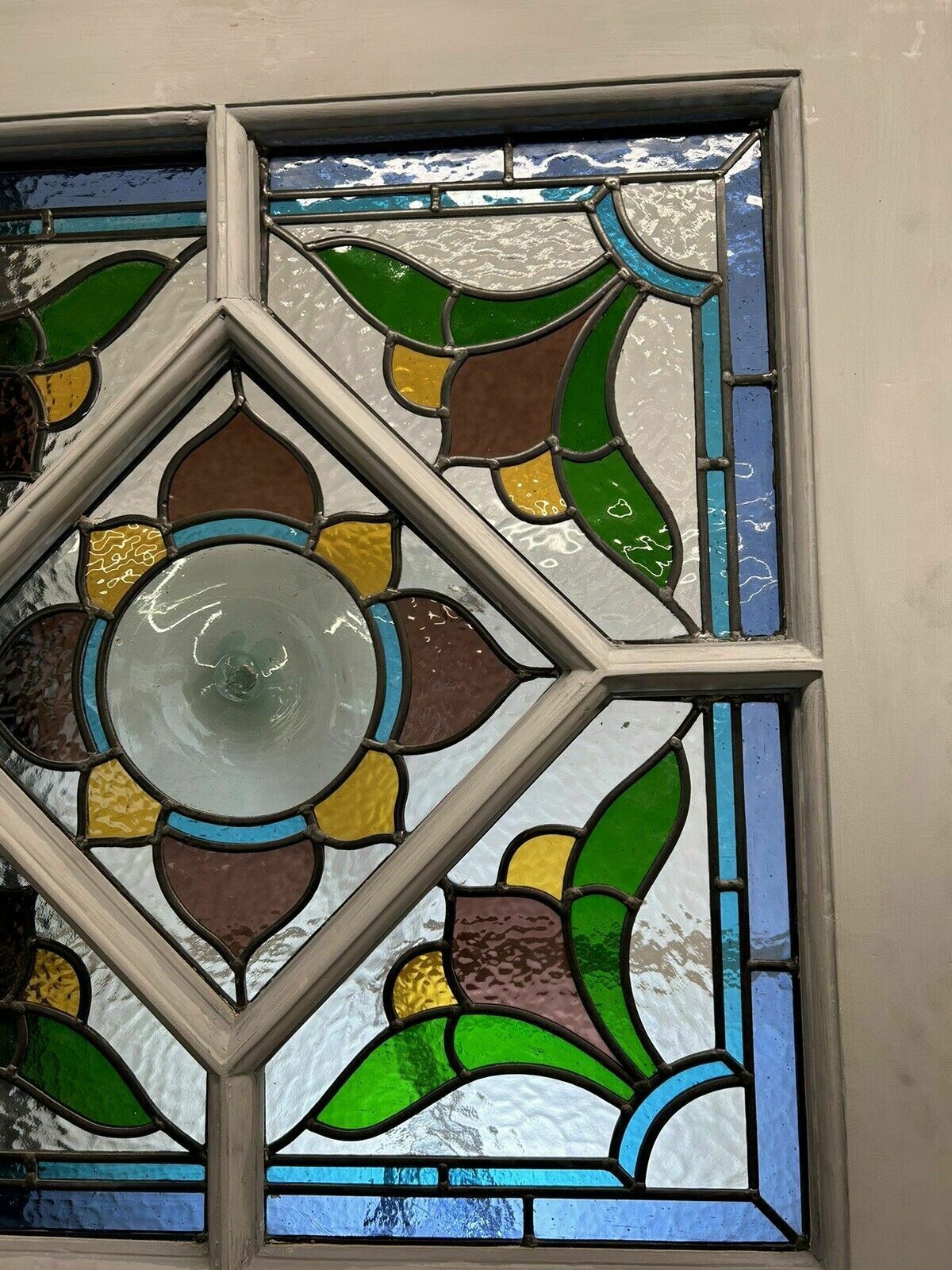 Art Deco Stained Glass Front Door Period Old Reclaimed Antique 20 30 Wood Leaded photo buy