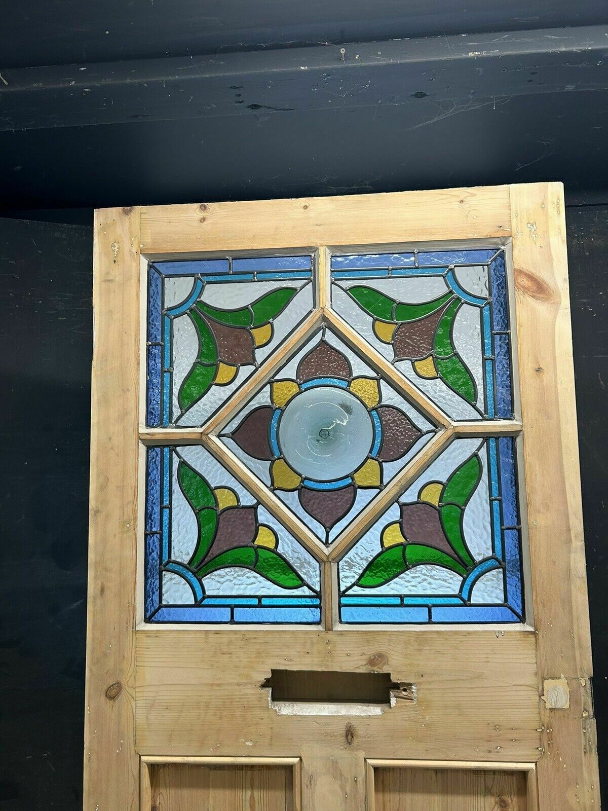 photo for sale Art Deco Stained Glass Front Door Period Old Reclaimed Antique 20 30 Wood Leaded