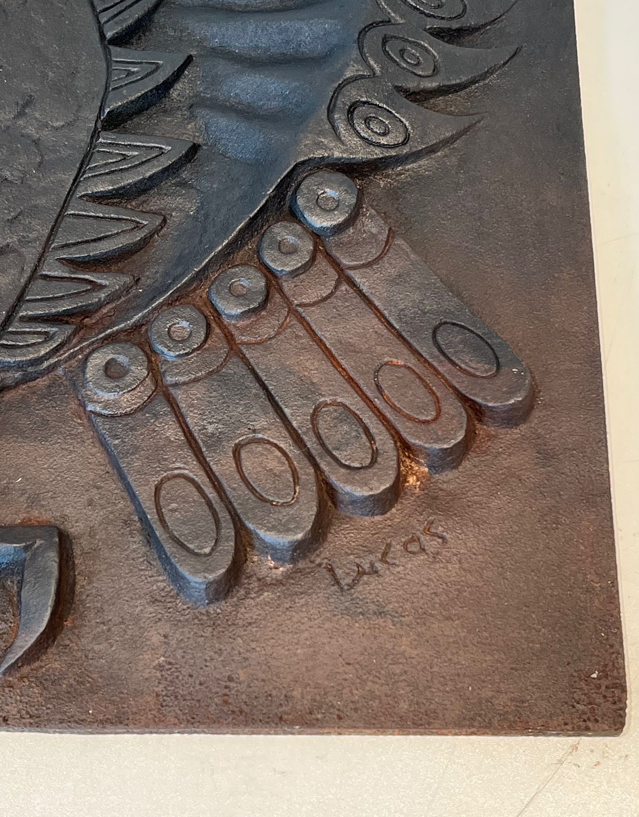 1550.0 Modernist Cast Iron Fireplace Plate. Owl Model photo