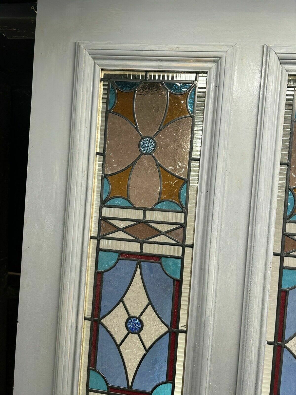 Huge Large Victorian Stained Glass Front Door Old Period Reclaim Antique Rebuilt photo furniture