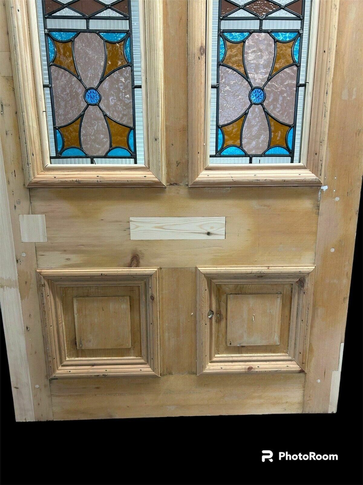 photo vintage Huge Large Victorian Stained Glass Front Door Old Period Reclaim Antique Rebuilt