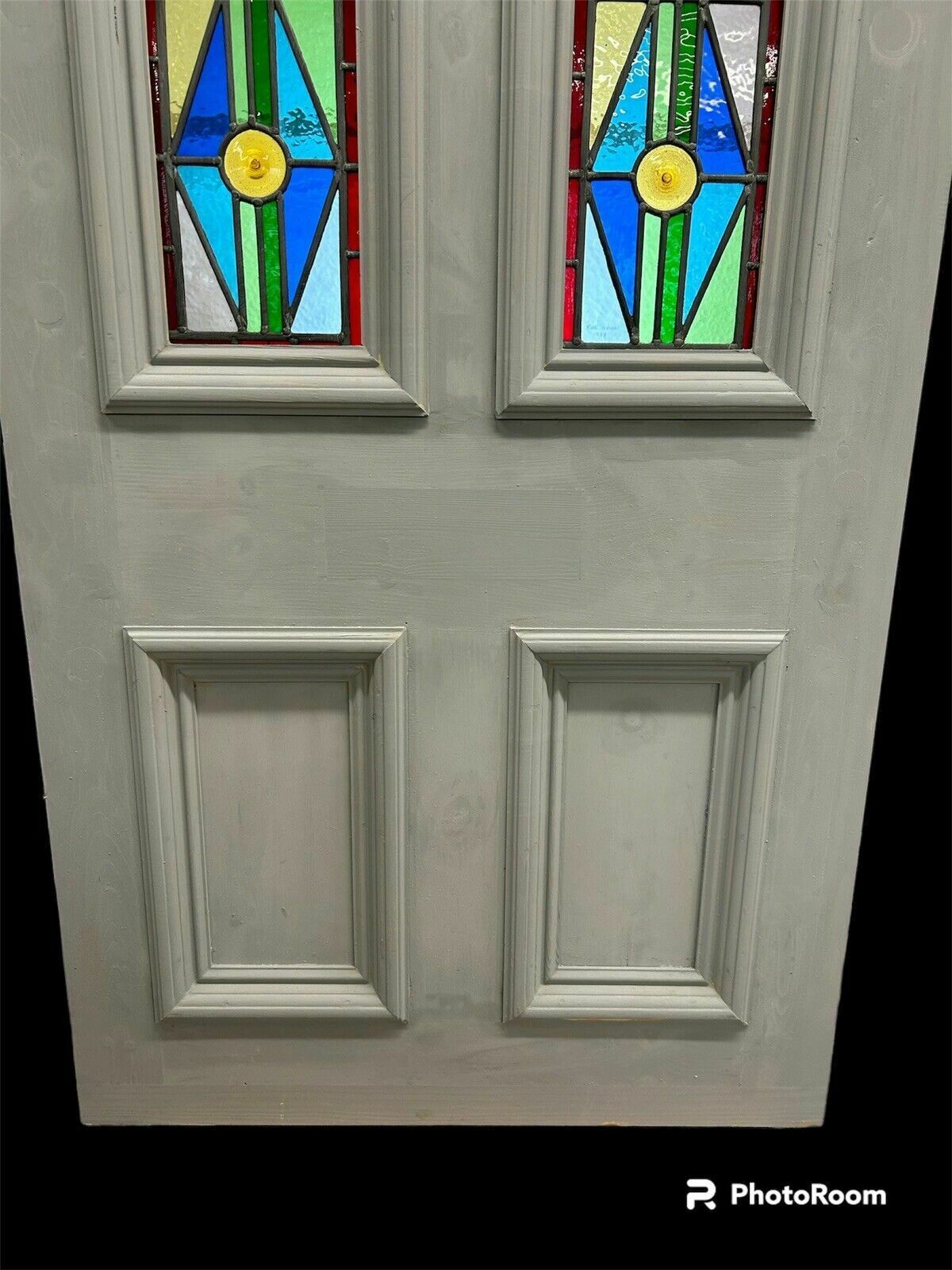Victorian Stained Glass Front Door Antique Period Reclaimed Leaded Painted Birds photo 3245.0