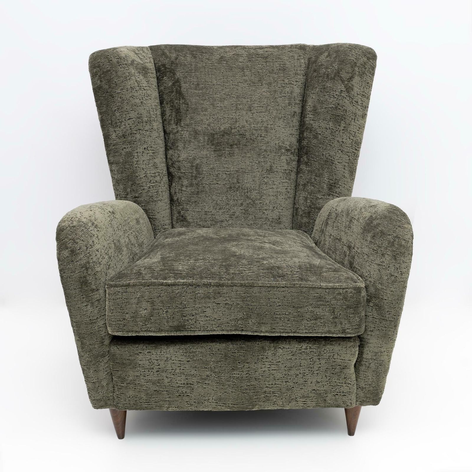 Paolo Buffa Mid Century Modern Italian Walnut And Coating Boucle Armchair, 1950s photo for sale