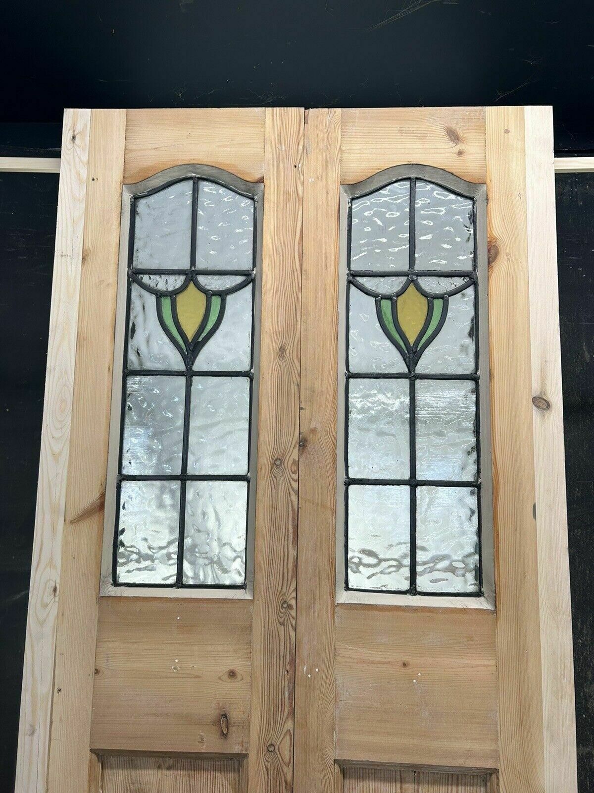 photo furniture Edwardian Stained Glass Doors Antique Period Reclaimed Old French Double Leaded