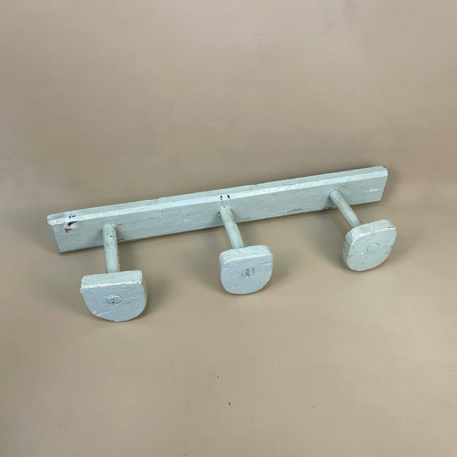 Vintage Wooden Wall Coat Room Hanger Rack Hook Farmhouse Painted Blue 3 Hooks Cottage Mud Hallway Storage Hat Wood Retro Antique Handmade