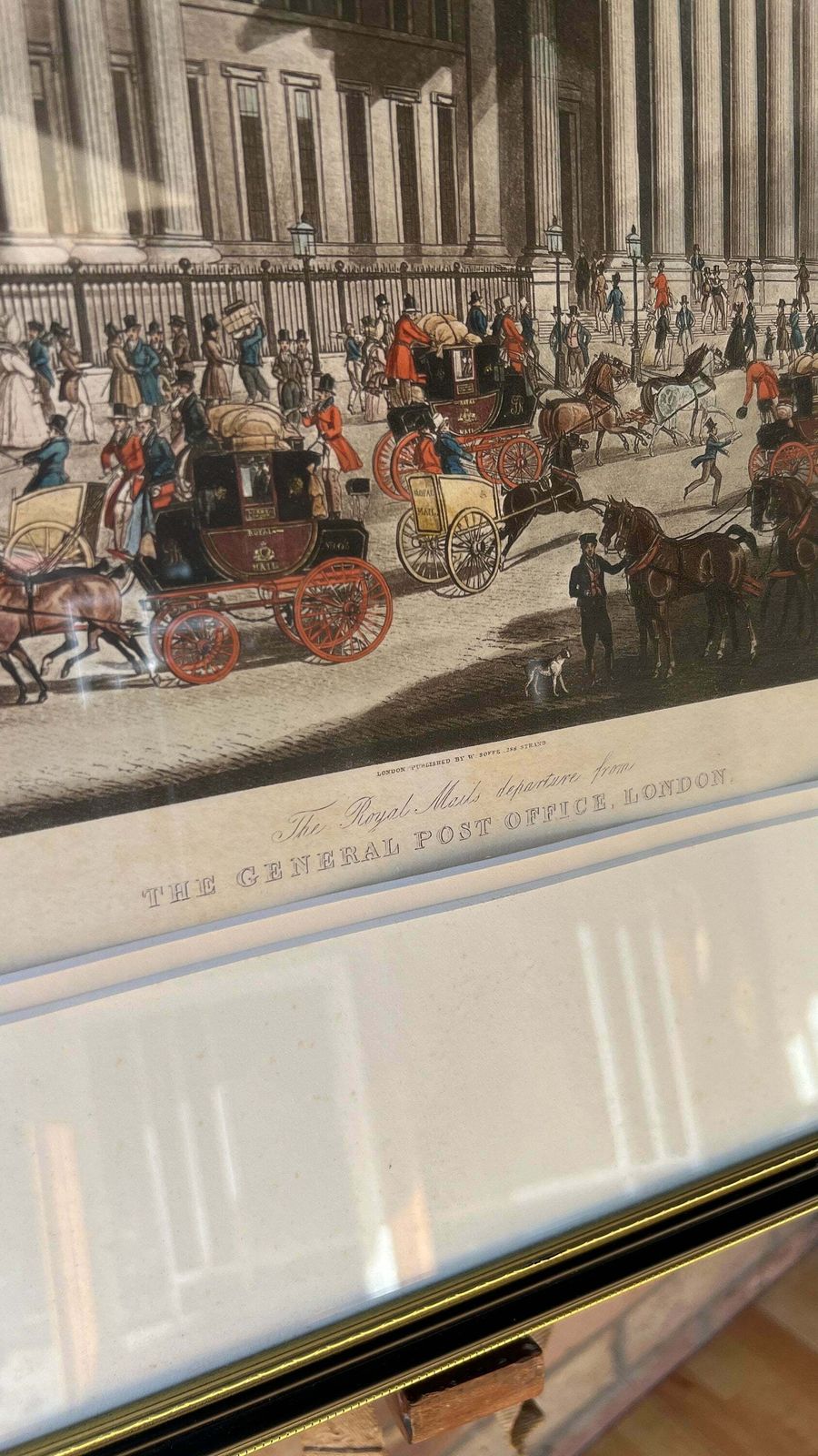 Antique Engraving With Aquatint   1830 The Royal Mail's Departure From The General Post Office, London   Richard Reeve After James Pollard photo Art