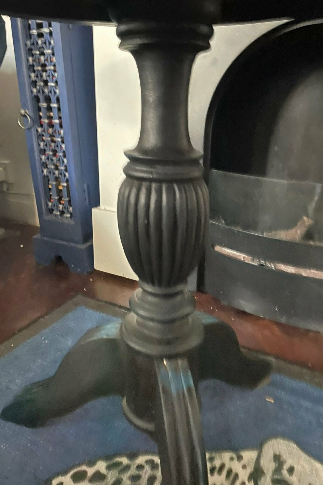Antique Upcycled Pedestal Round Side Table Hand Carved Bulbous Leg photo Furniture