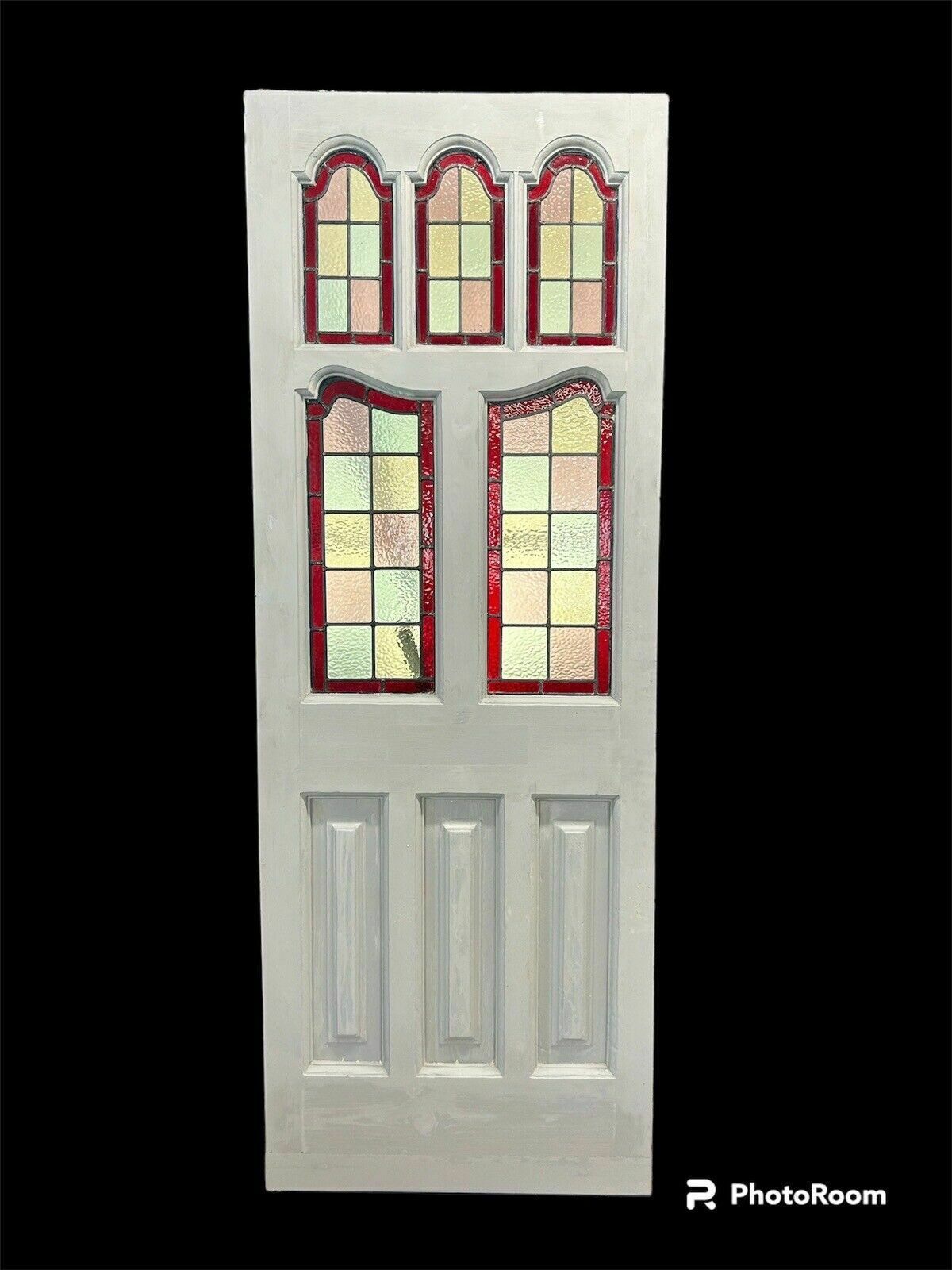 Edwardian Stained Glass Front Door Antique Period Hardwood Reclaimed Old Leaded