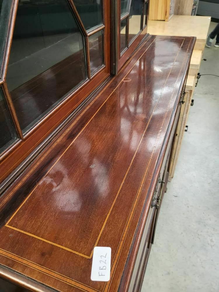 Antique Georgian Inlaid Mahogany Large Secretaire Bookcase Splayed Legs Drawers photo furniture