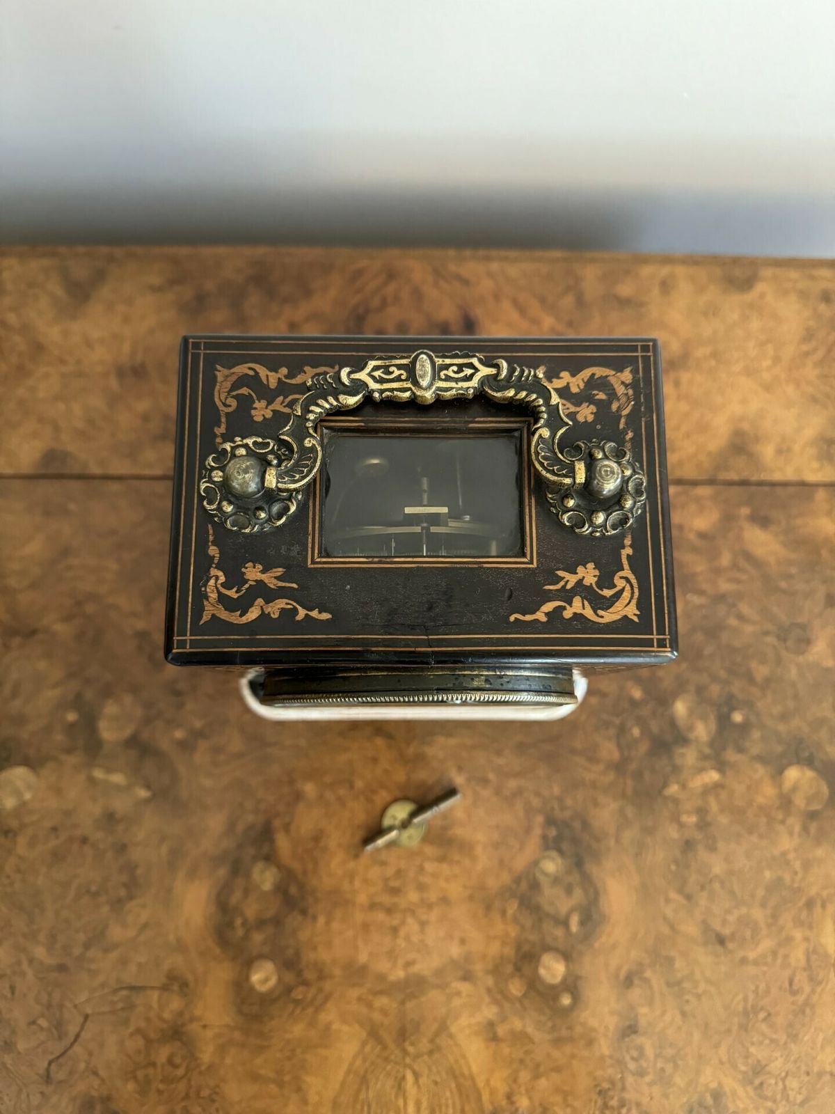 Fine Quality Antique 19th Century Marquetry Inlaid Mantle Clock By Thomas A Paris photo vinterior