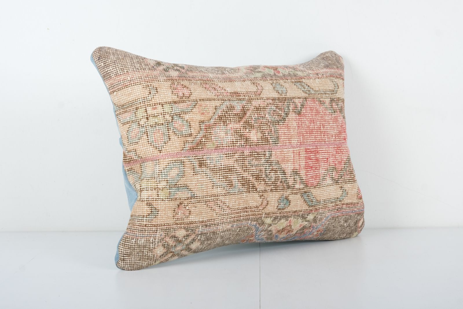 Muted Tan Carpet Pillow, Faded Ethnic Turkish Yastik Pillow, Oushak Pillow Cover photo for sale