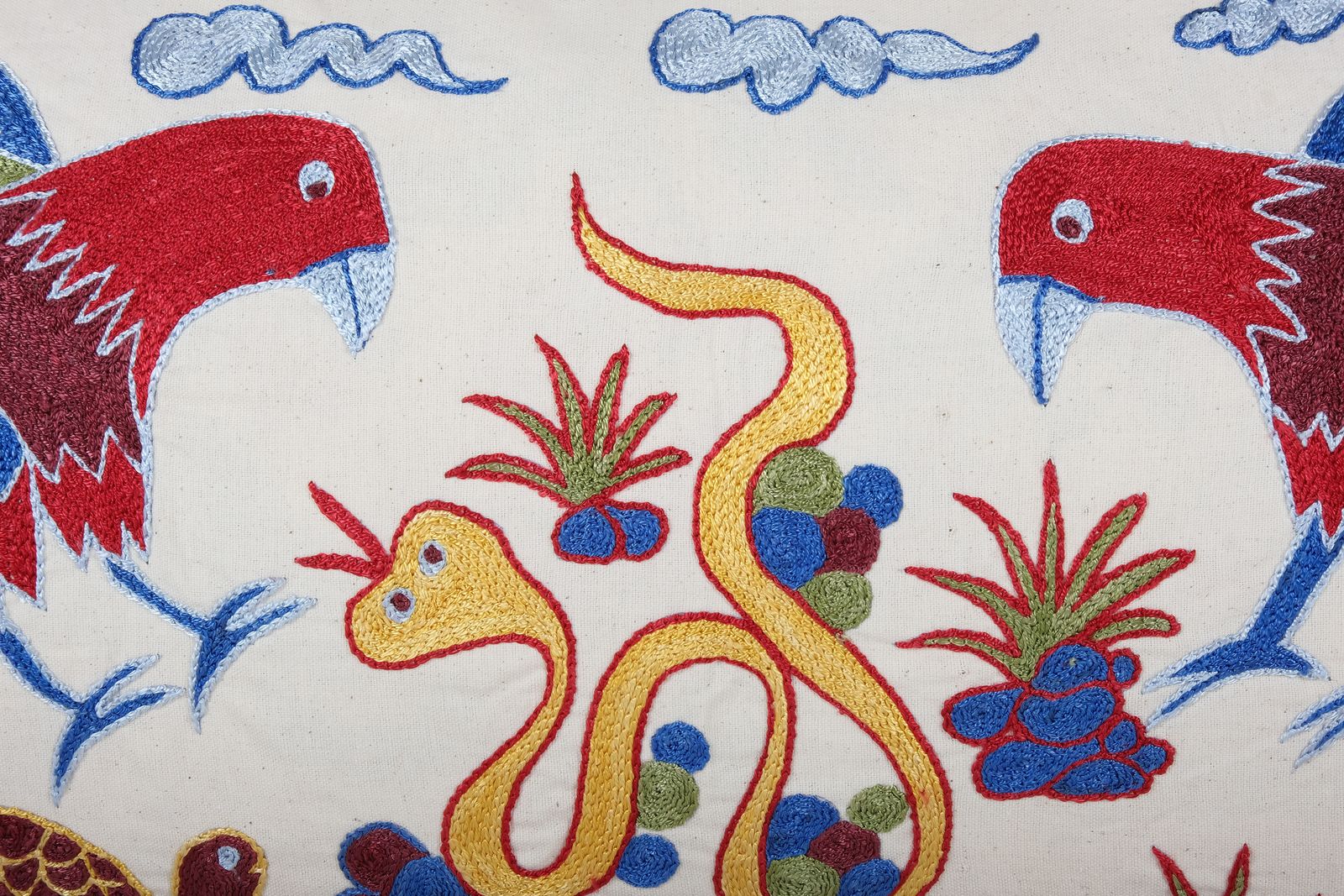 Tashkent Suzani Animal Bedding Pillow Case Made From A 19th Century Suzani   Lumbar Fish And Snake Cushion Cover photo Textiles