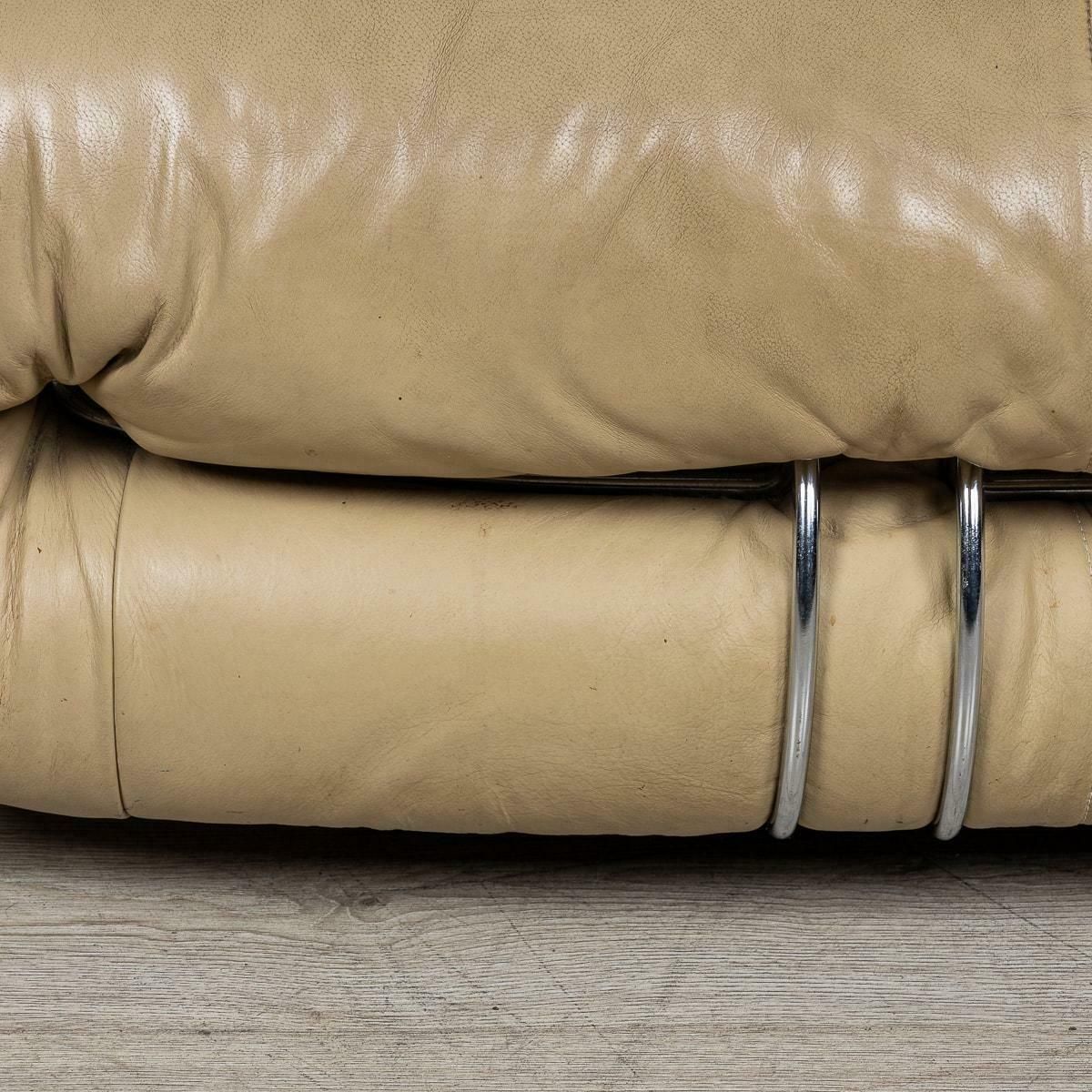 photo for sale Italian 20th Century Beige "Soriana" Leather Sofa By Tobia Scarpa For Cassina