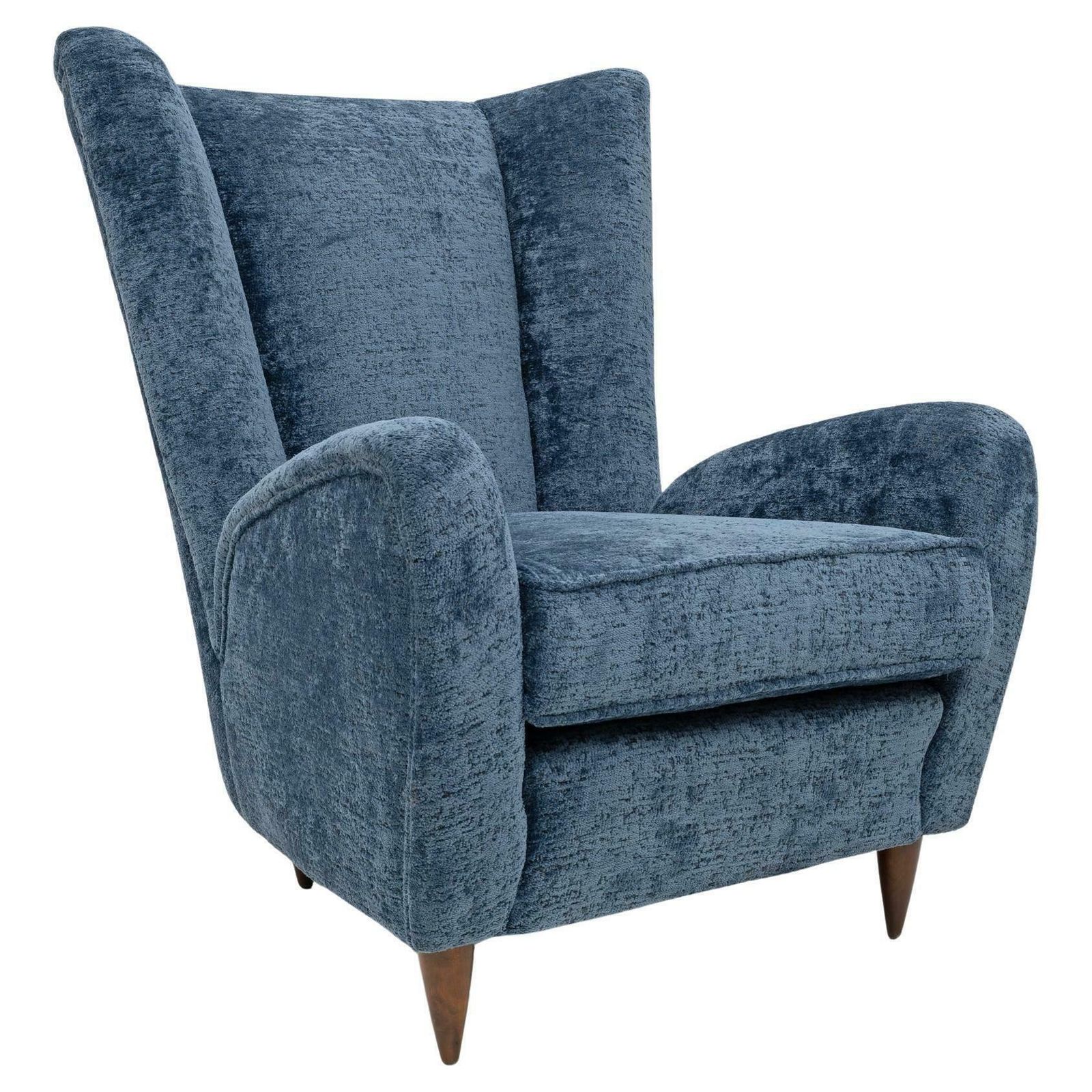 Paolo Buffa Mid Century Modern Italian Walnut And Coating Boucle Armchair, 1950s