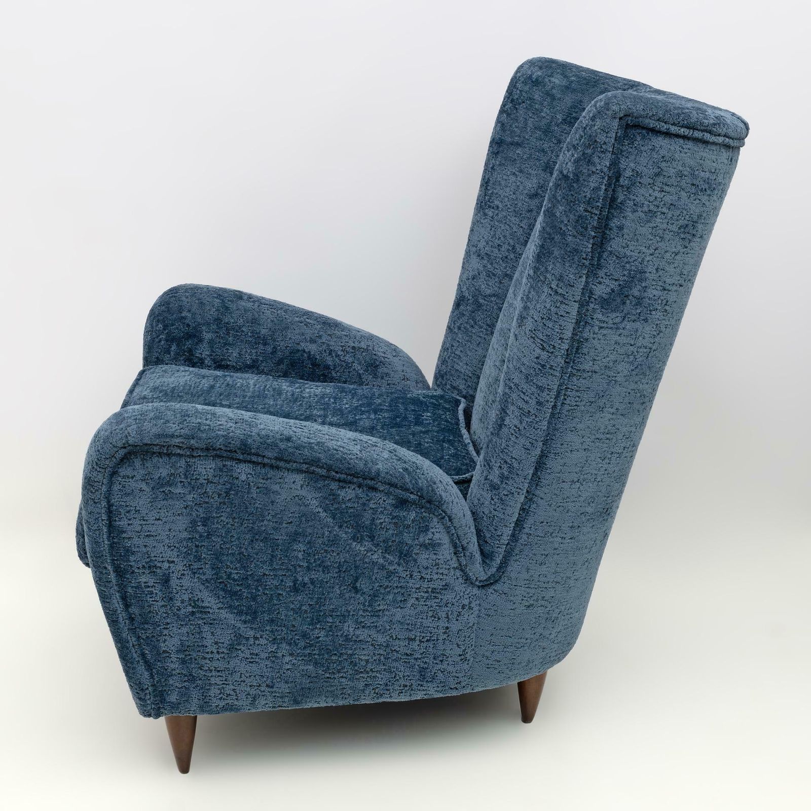 Paolo Buffa Mid Century Modern Italian Walnut And Coating Boucle Armchair, 1950s photo for sale