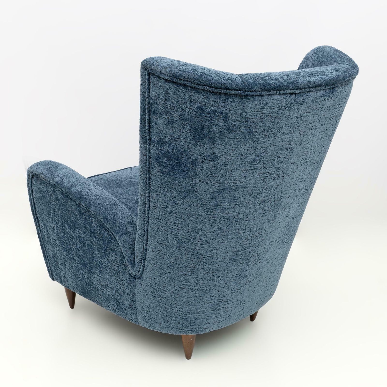 Paolo Buffa Mid Century Modern Italian Walnut And Coating Boucle Armchair, 1950s photo vintage