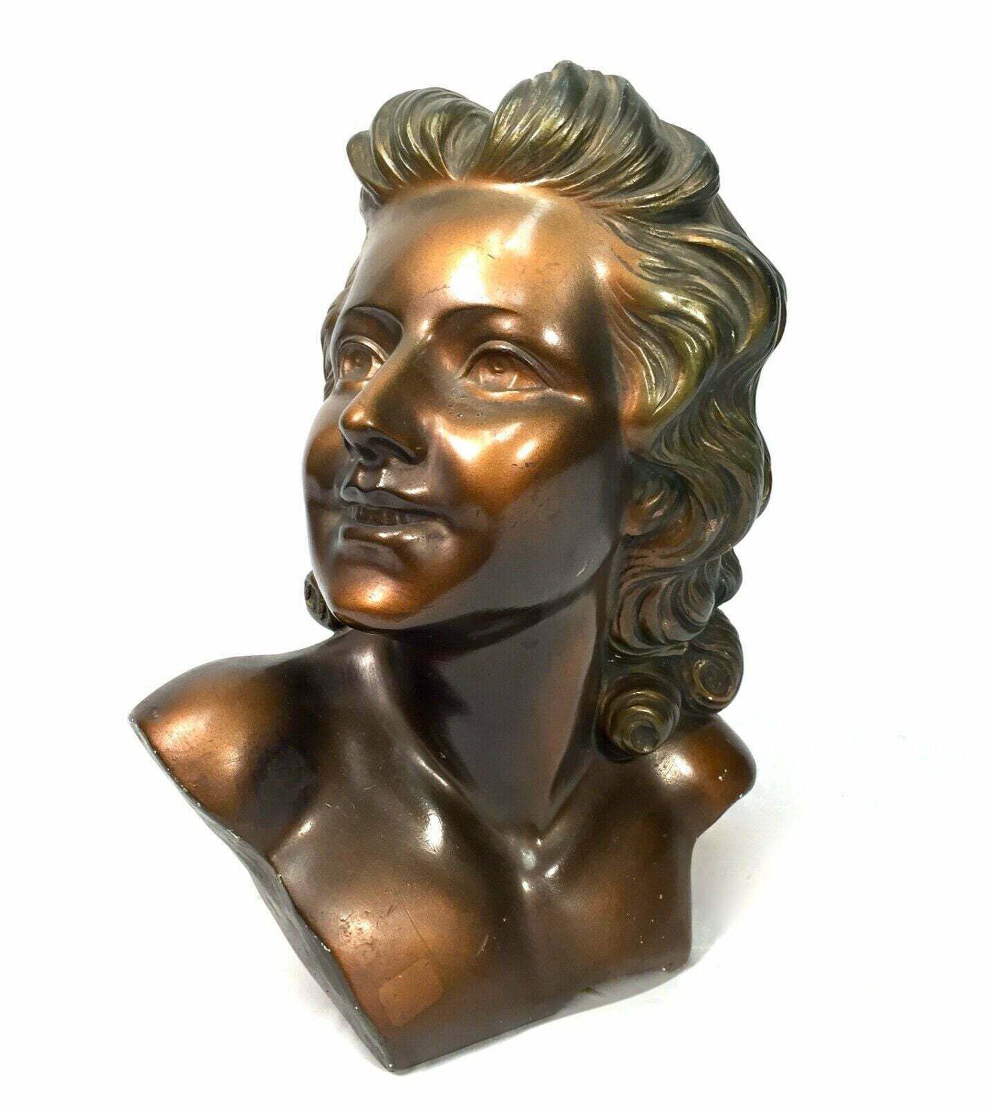 Antique Advertising   1930s French Countertop Art Deco Plaster Bust Mannequin