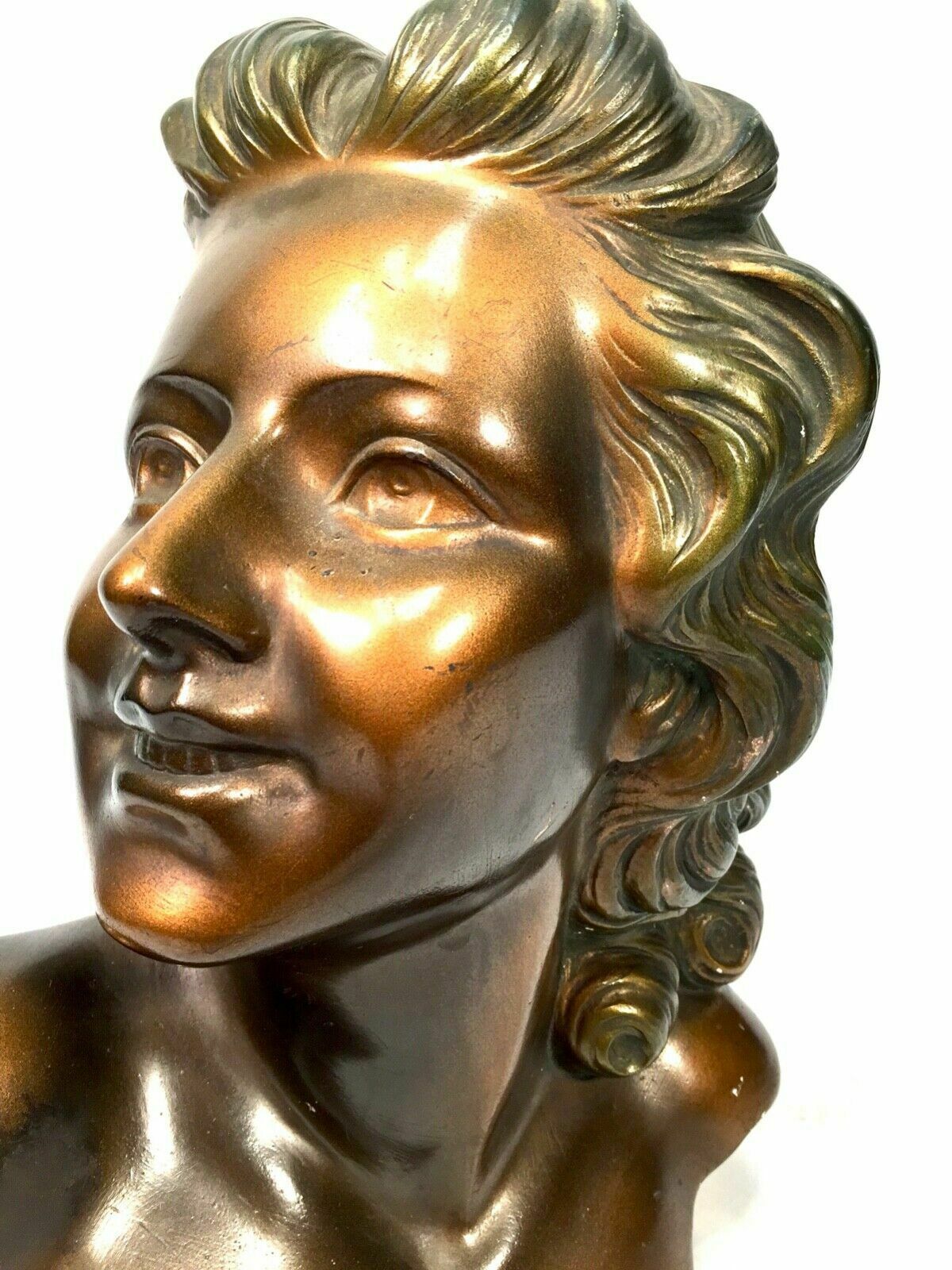 Antique Advertising   1930s French Countertop Art Deco Plaster Bust Mannequin photo for sale