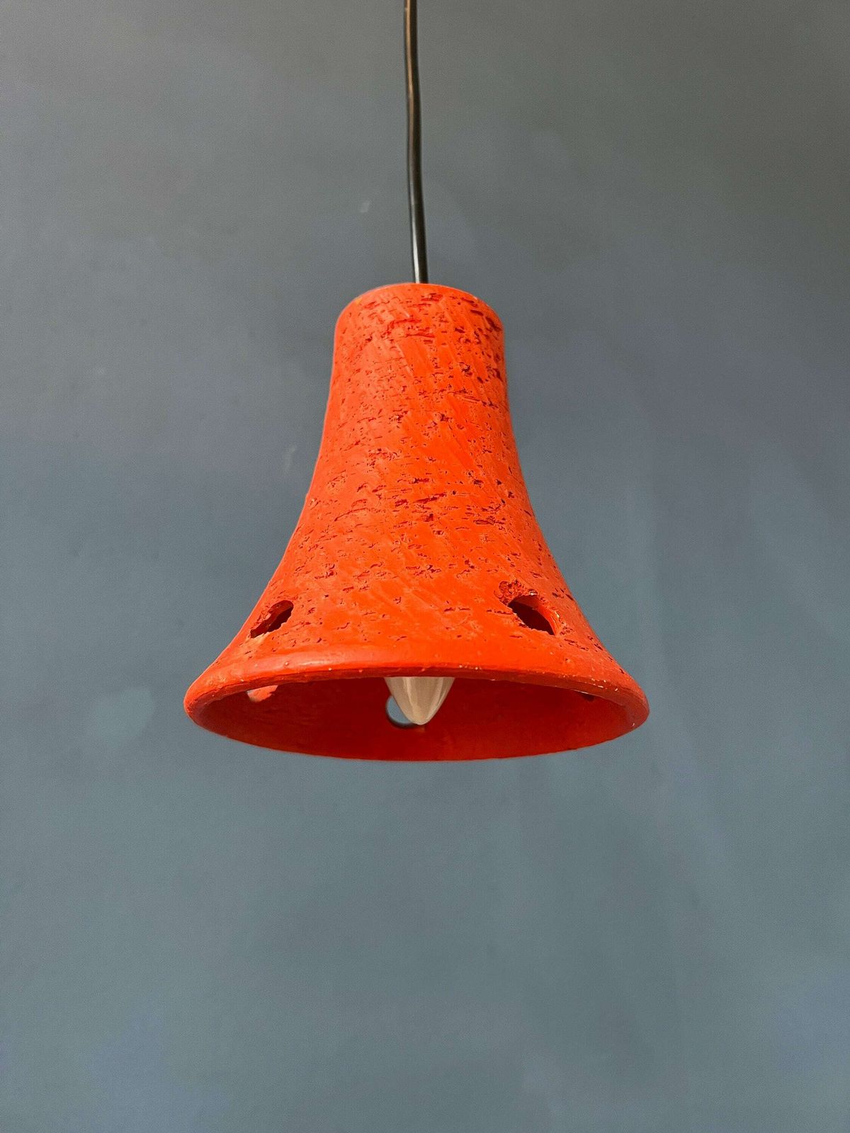 2 Oranje Retro Keramieken Hanglampen photo vintage