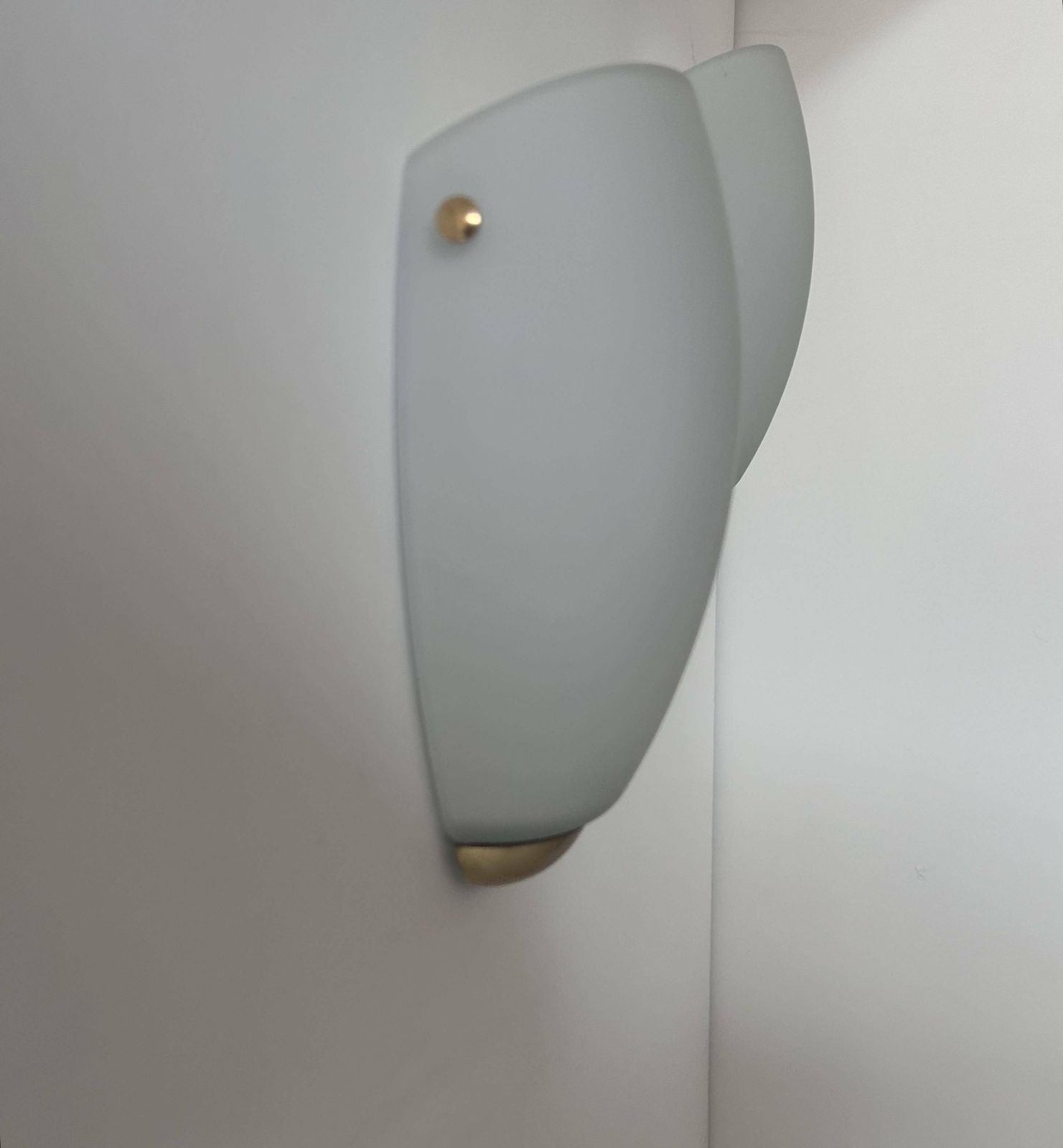 Pair Of Vintage Wall Lights, Opaline Glass And Brass, Sweden 1970s photo vinterior