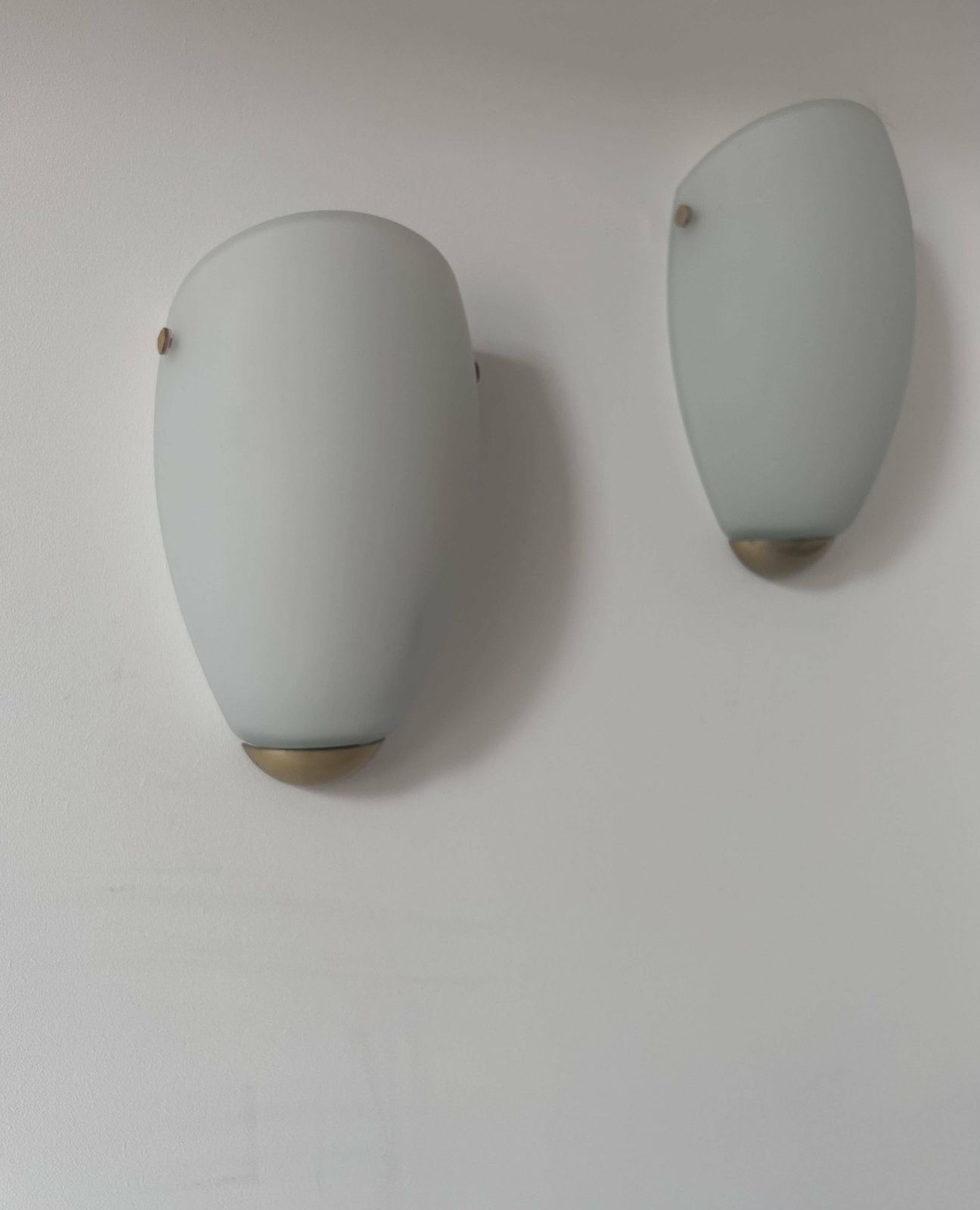 Pair Of Vintage Wall Lights, Opaline Glass And Brass, Sweden 1970s photo buy
