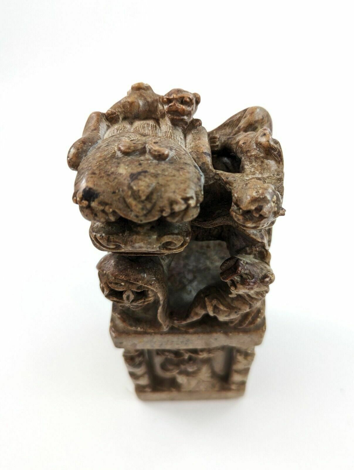 photo vinterior Antique Pair Of Chinese Carved Stone Seals "Foo Dog" 19th Century