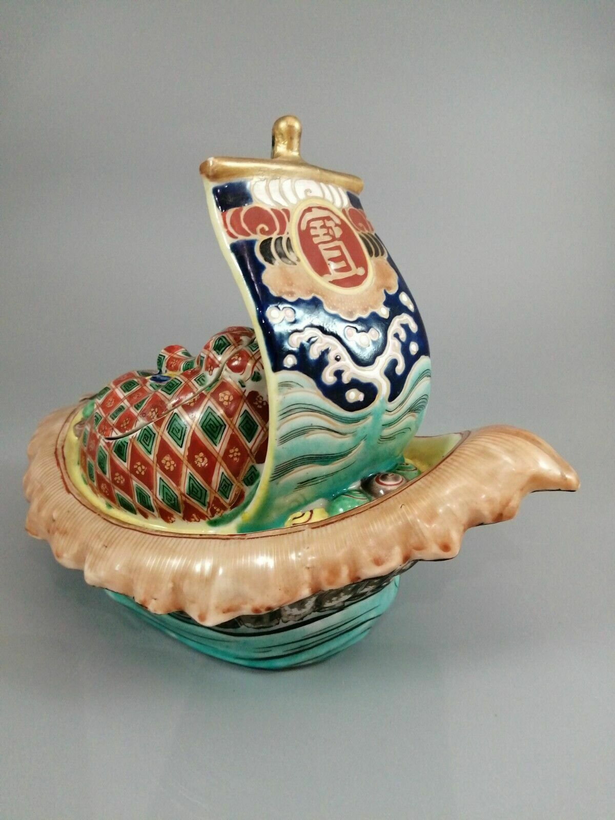 Home Decor Japanese Kutani Censer In The Shape Of A Treasure Ship, Takarabune, Meiji Period photo